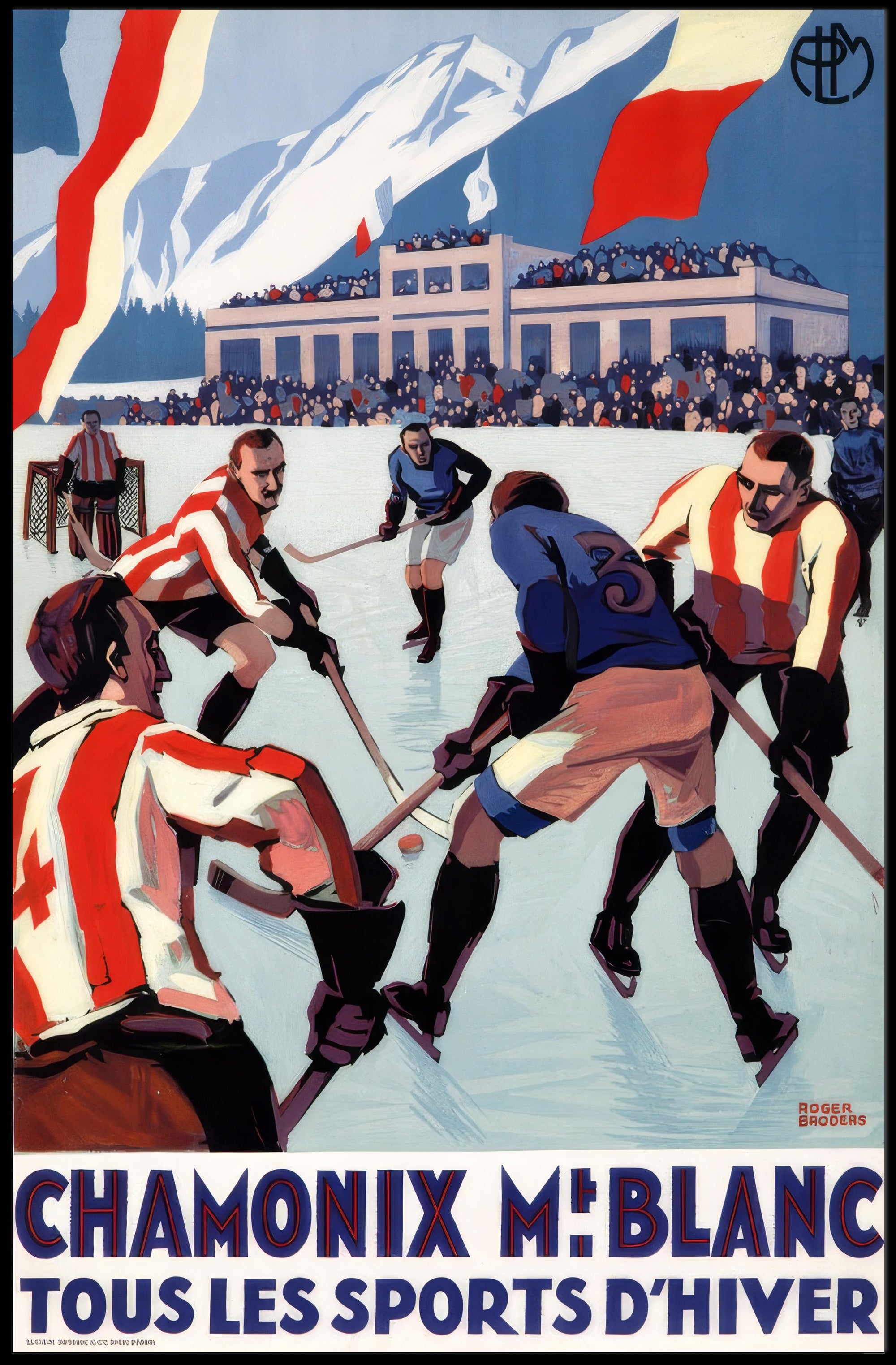 Chamonix Mont Blanc Vintage Sports Scene Poster PosterGoat