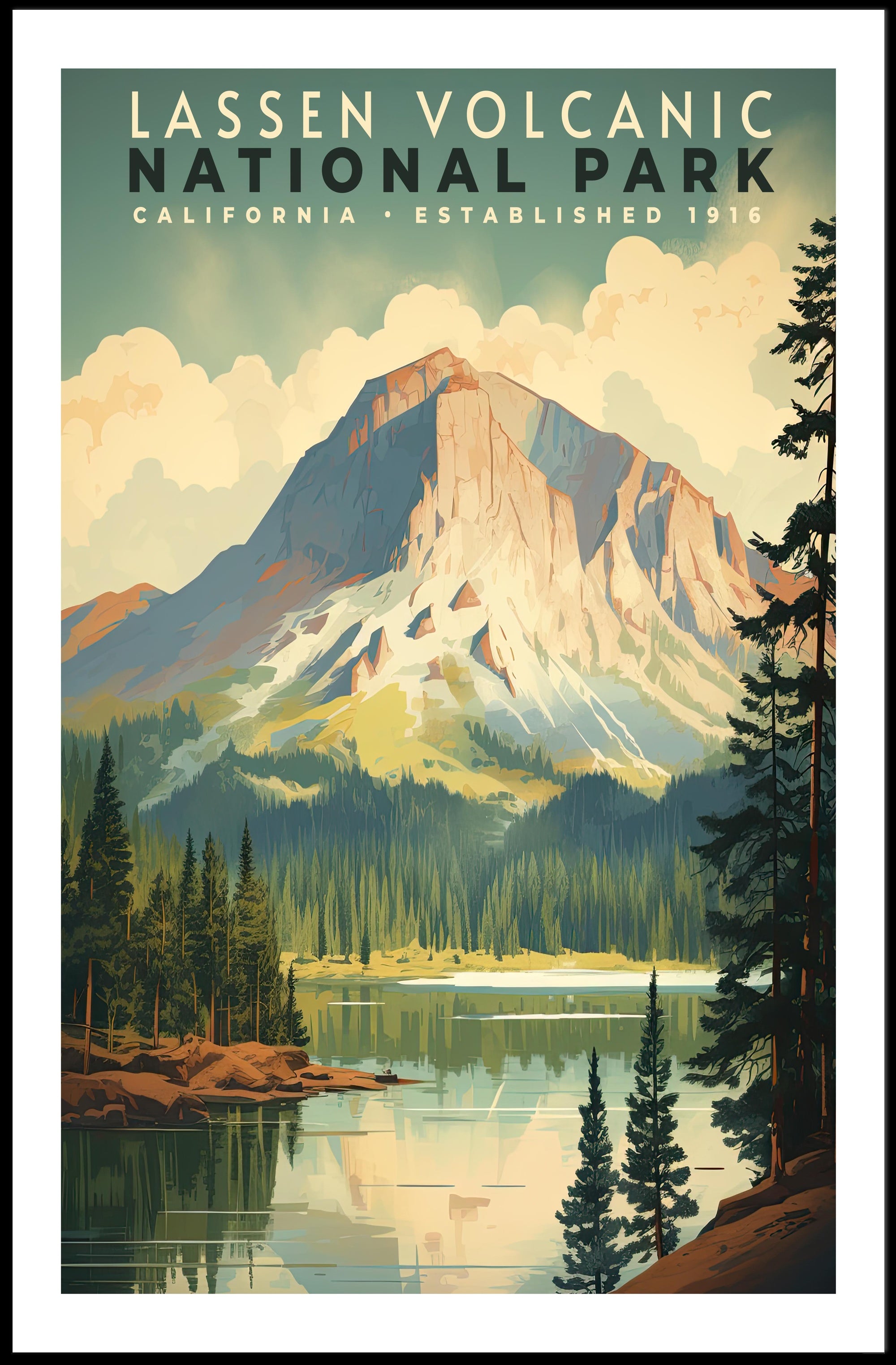 Lassen Volcanic National Park Vintage Poster Print