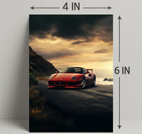 Sunset Drive Red Sports Car Poster