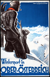 Vintage Upper Austria Skiing Adventure Travel Poster PosterGoat