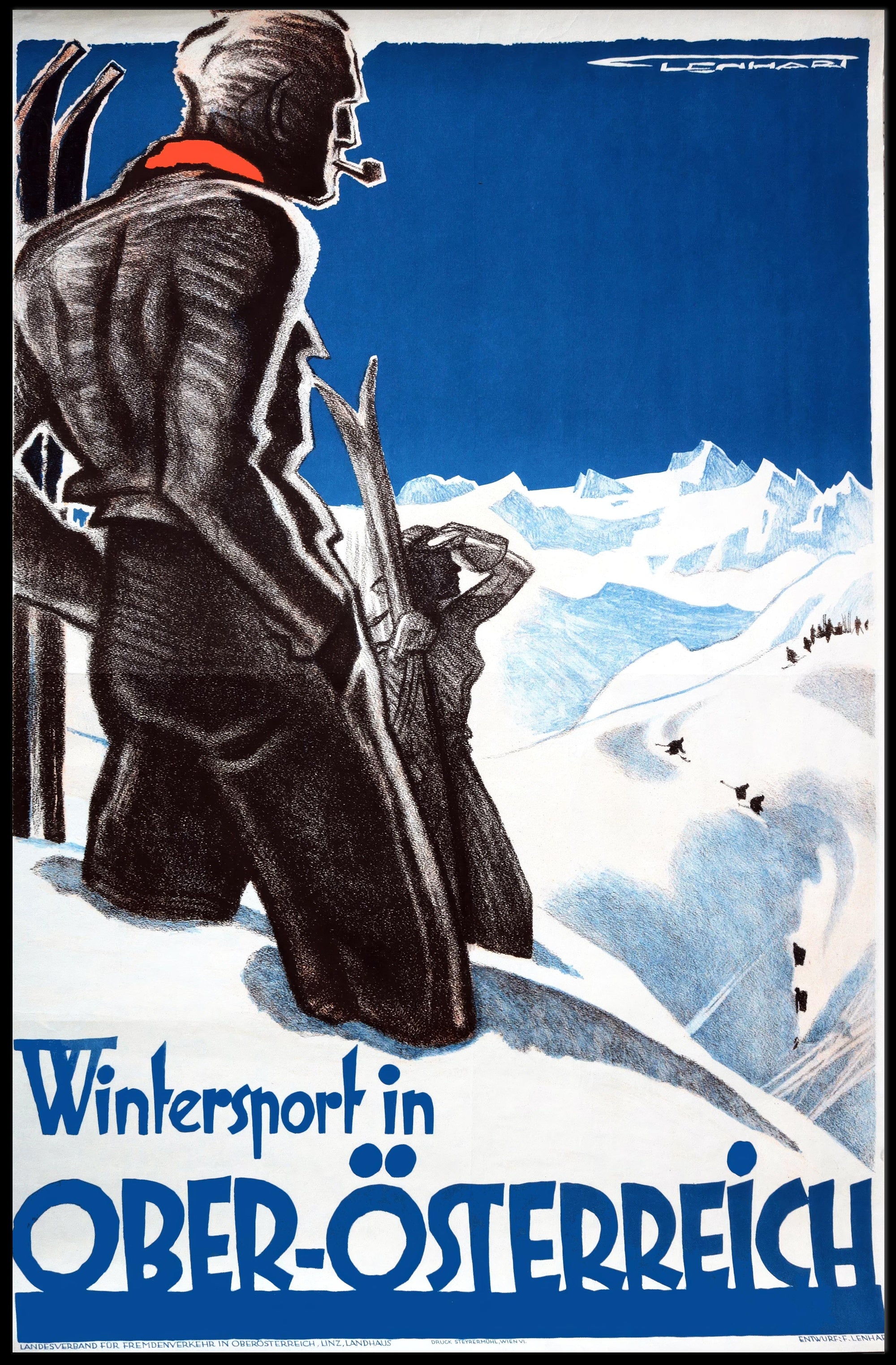 Vintage Upper Austria Skiing Adventure Travel Poster PosterGoat