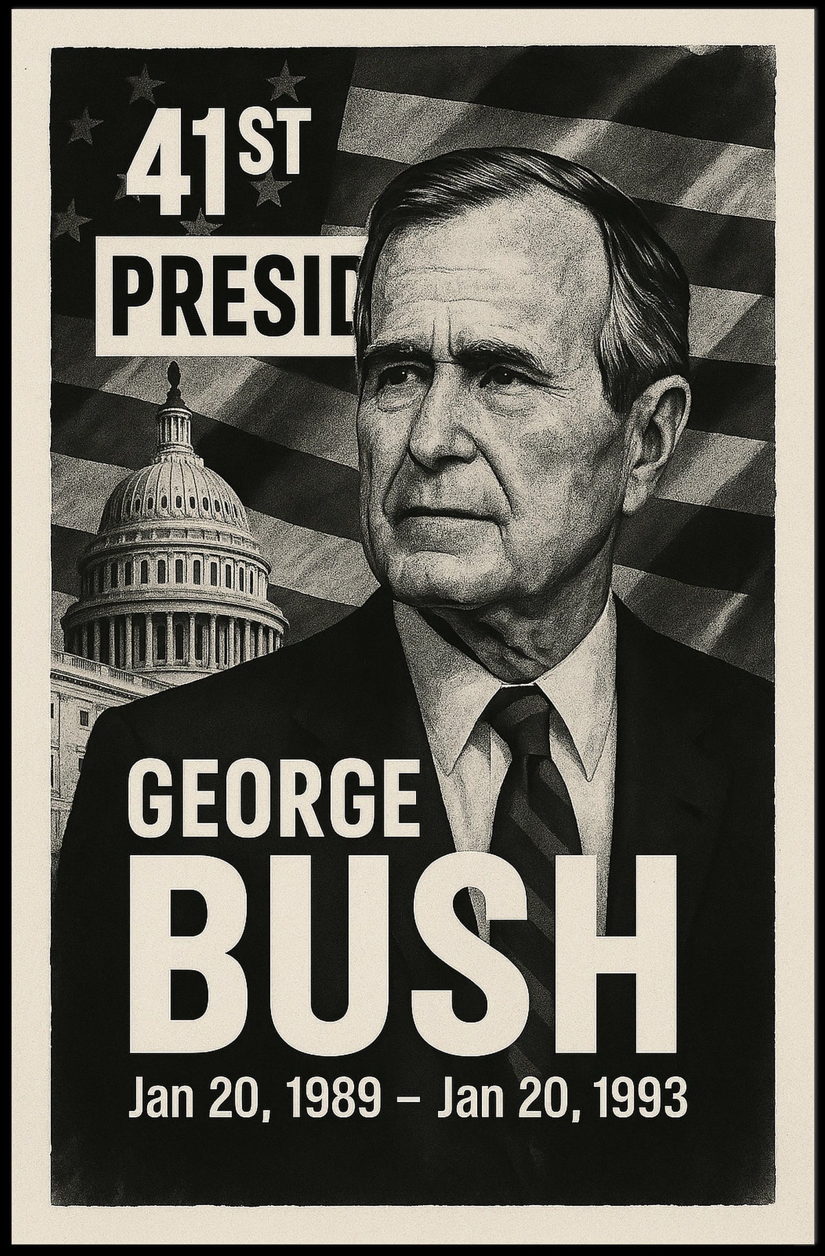 George H. W. Bush 41st President of the United States Digital Montaje Poster