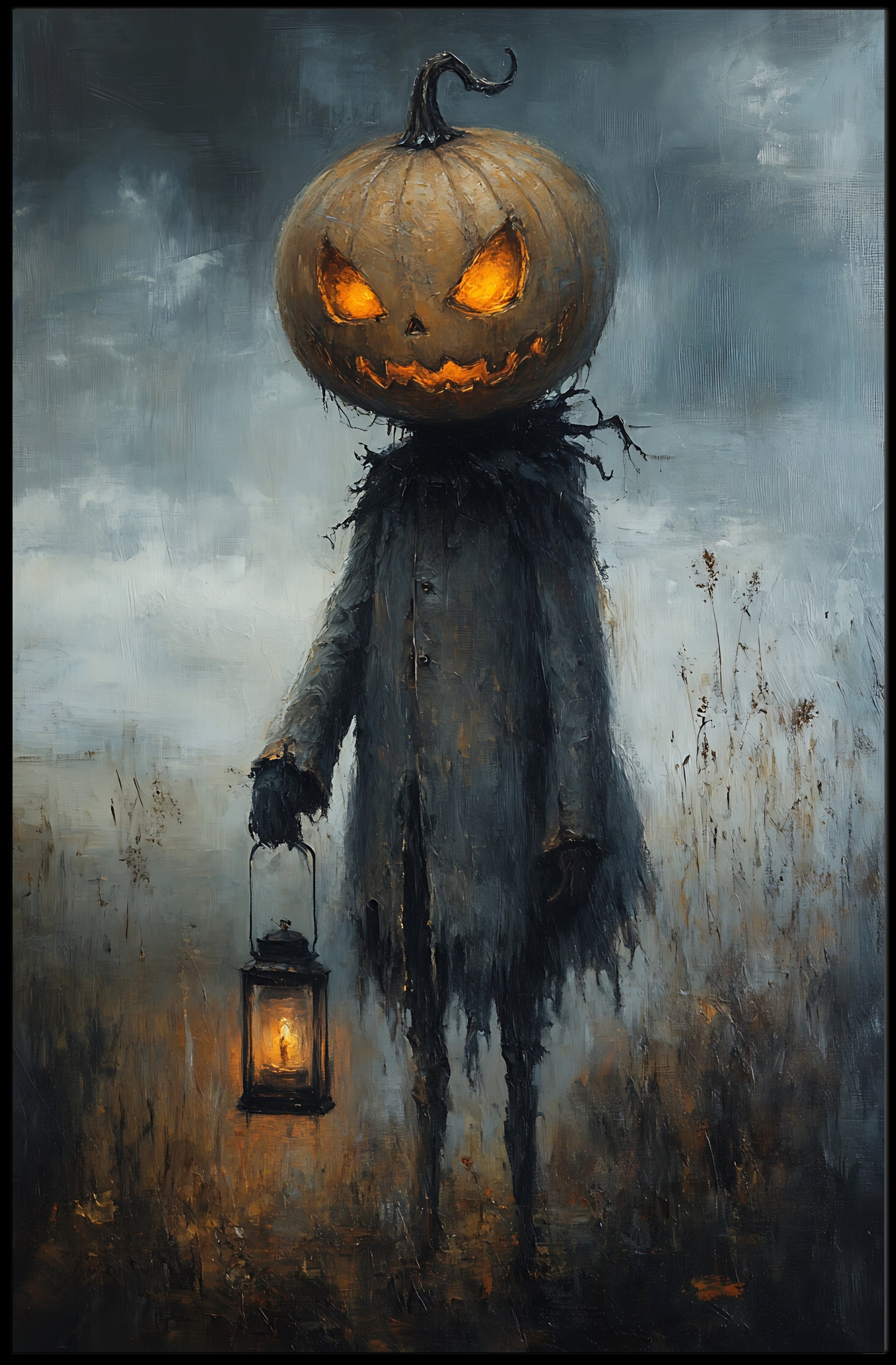 Halloween Jack Lantern Scarecrow Dark Artistic Poster