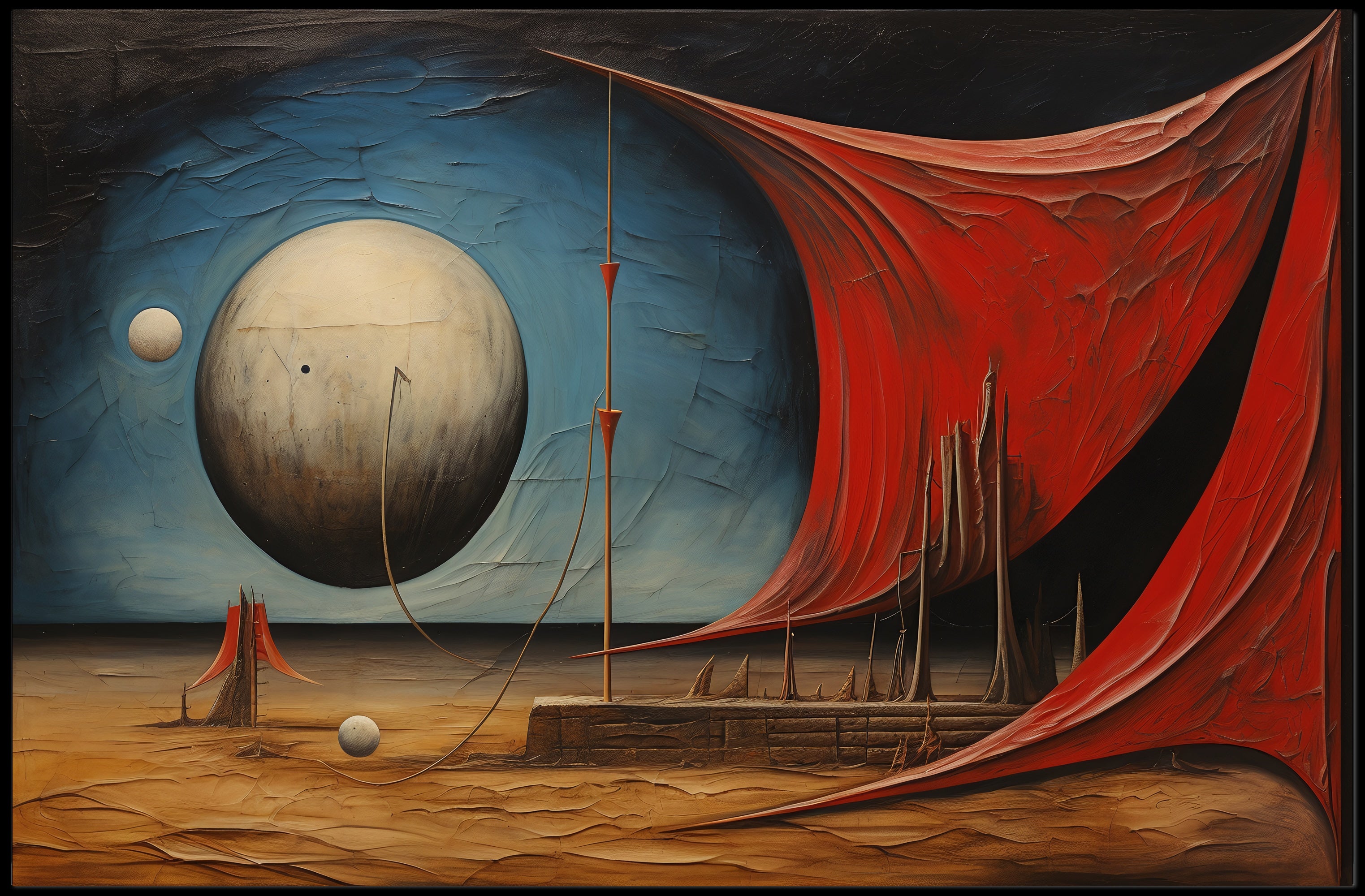 Surreal Spheres in Desert Landscape Artistic Poster