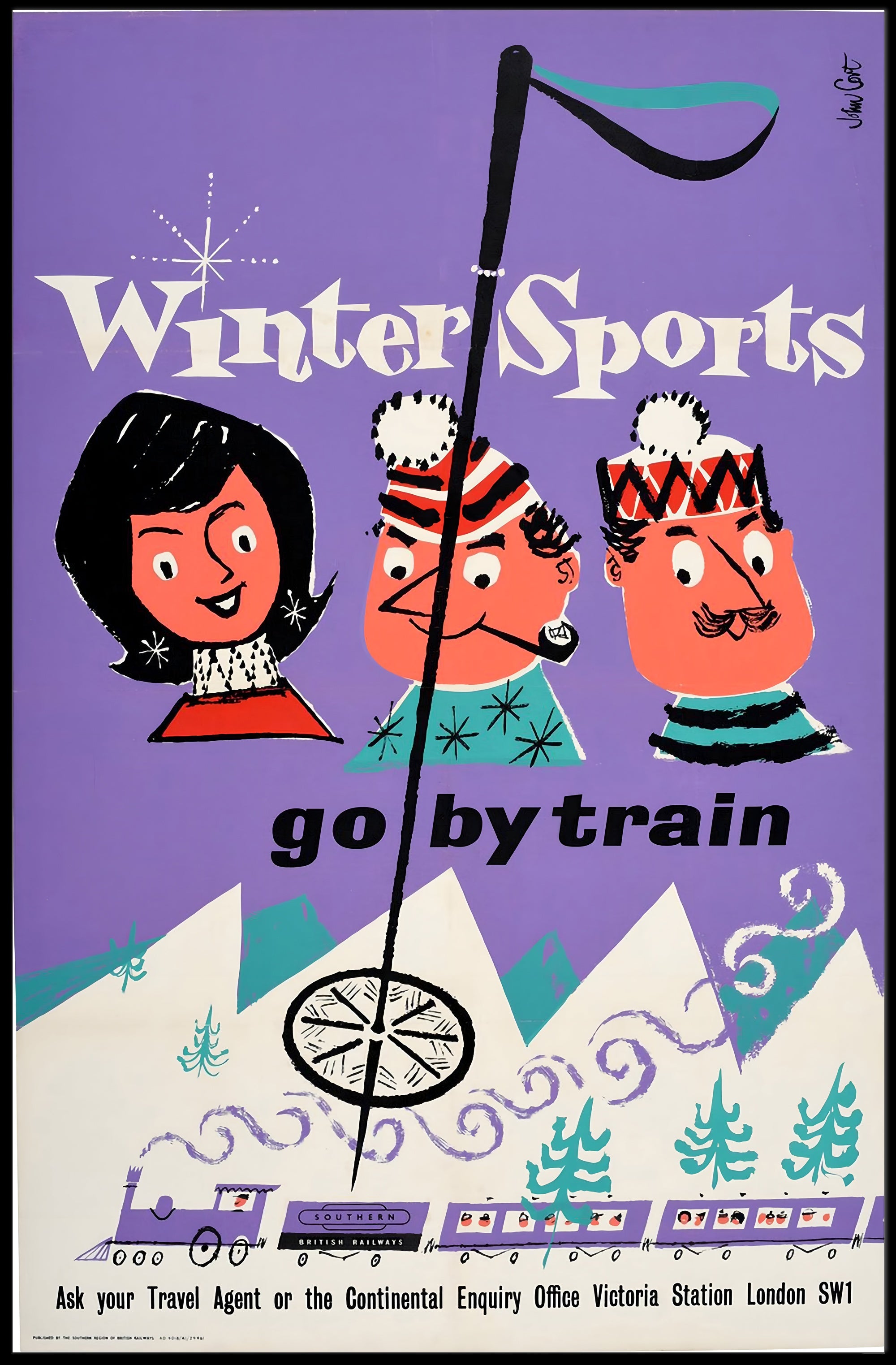 Winter Sports by Train Poster PosterGoat