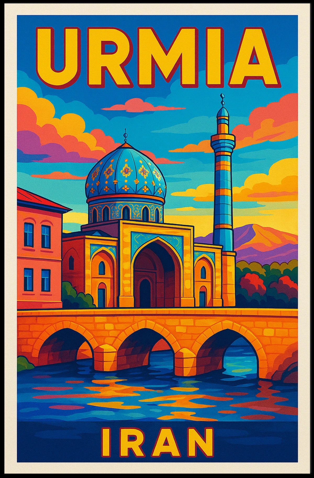 Urmia, Iran Vibrant Travel Poster