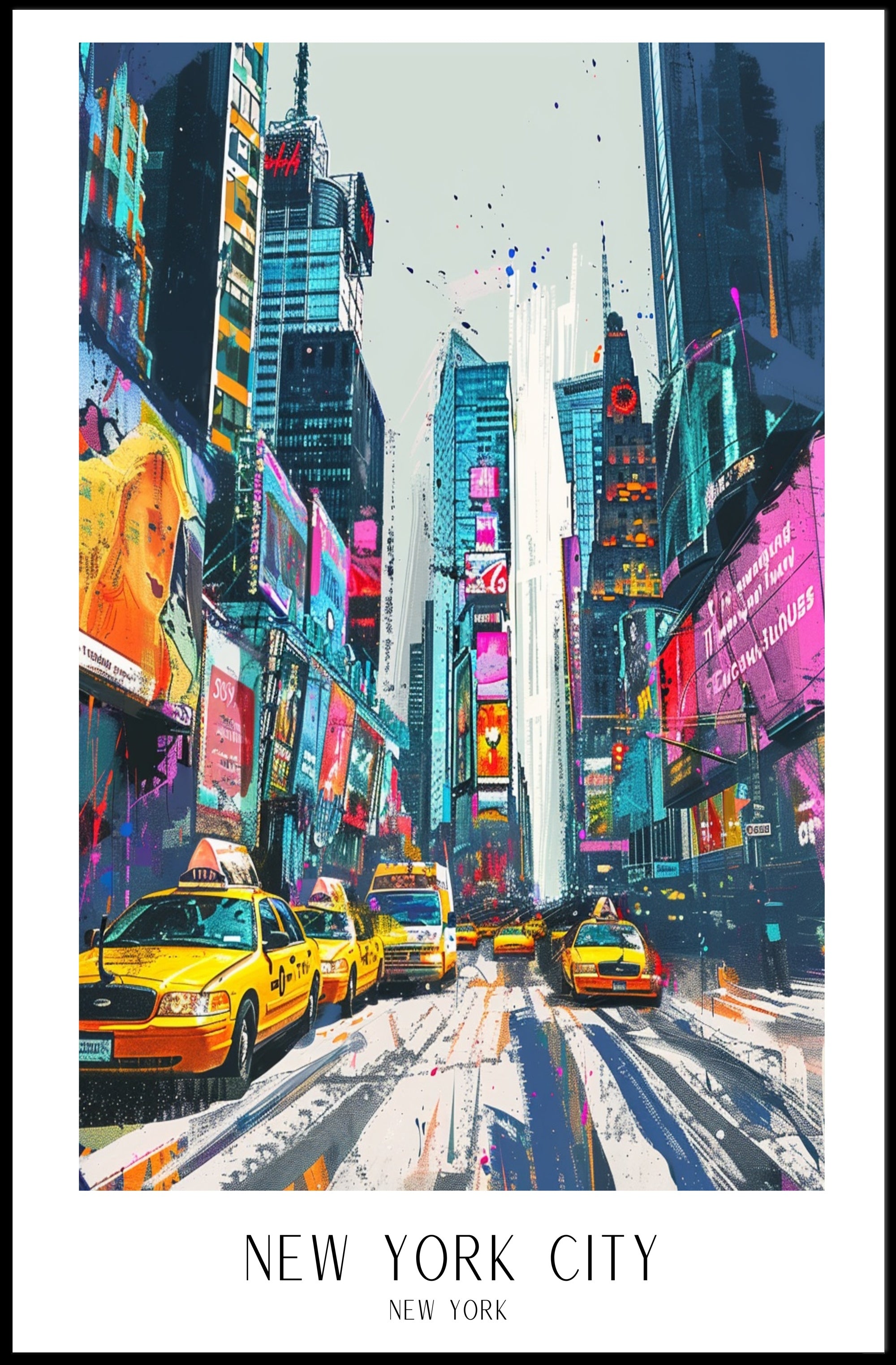 Vibrant New York City Times Square Urban or Cityscape Poster PosterGoat