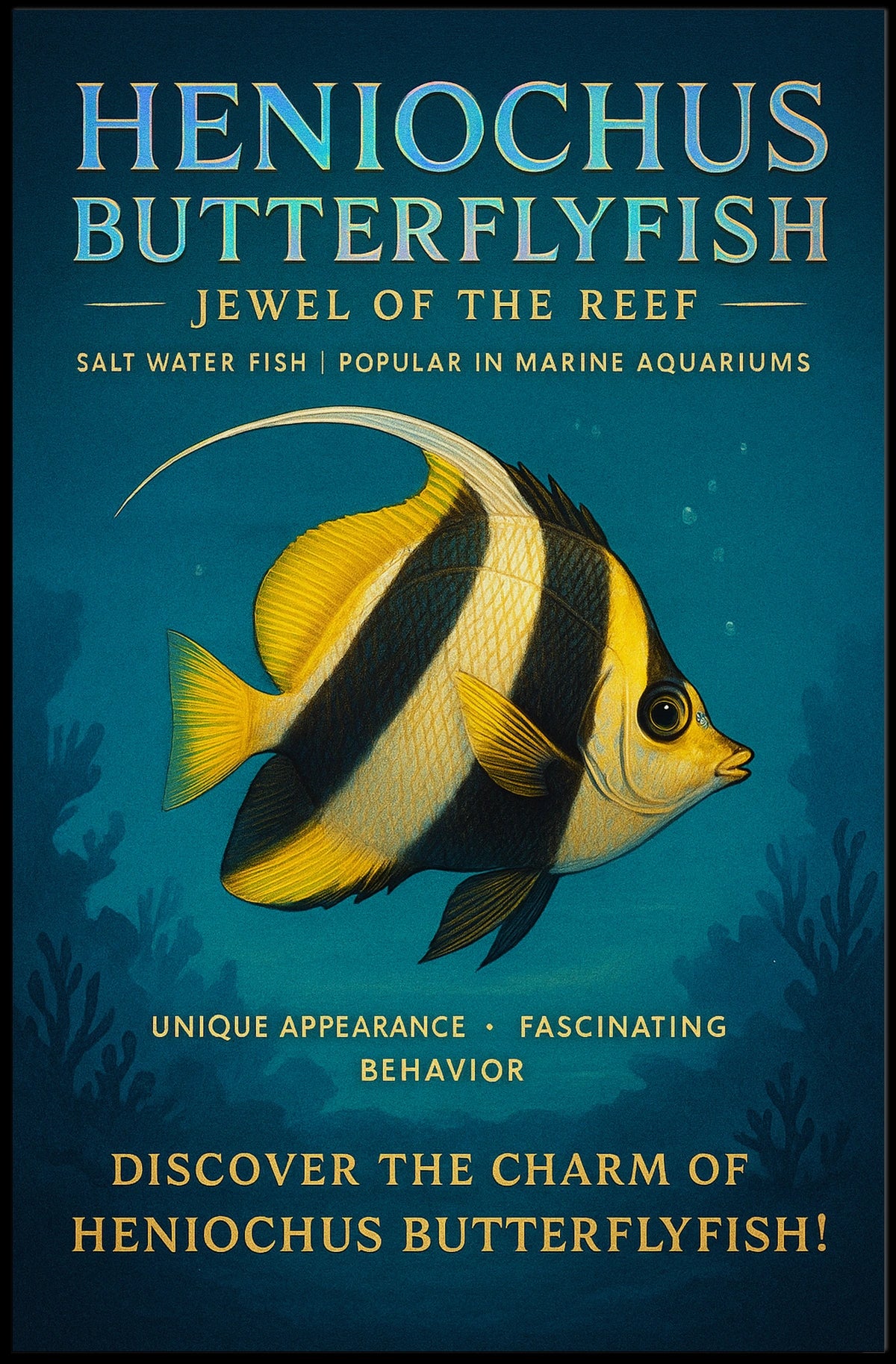 Discover the Heniochus Butterflyfish Poster