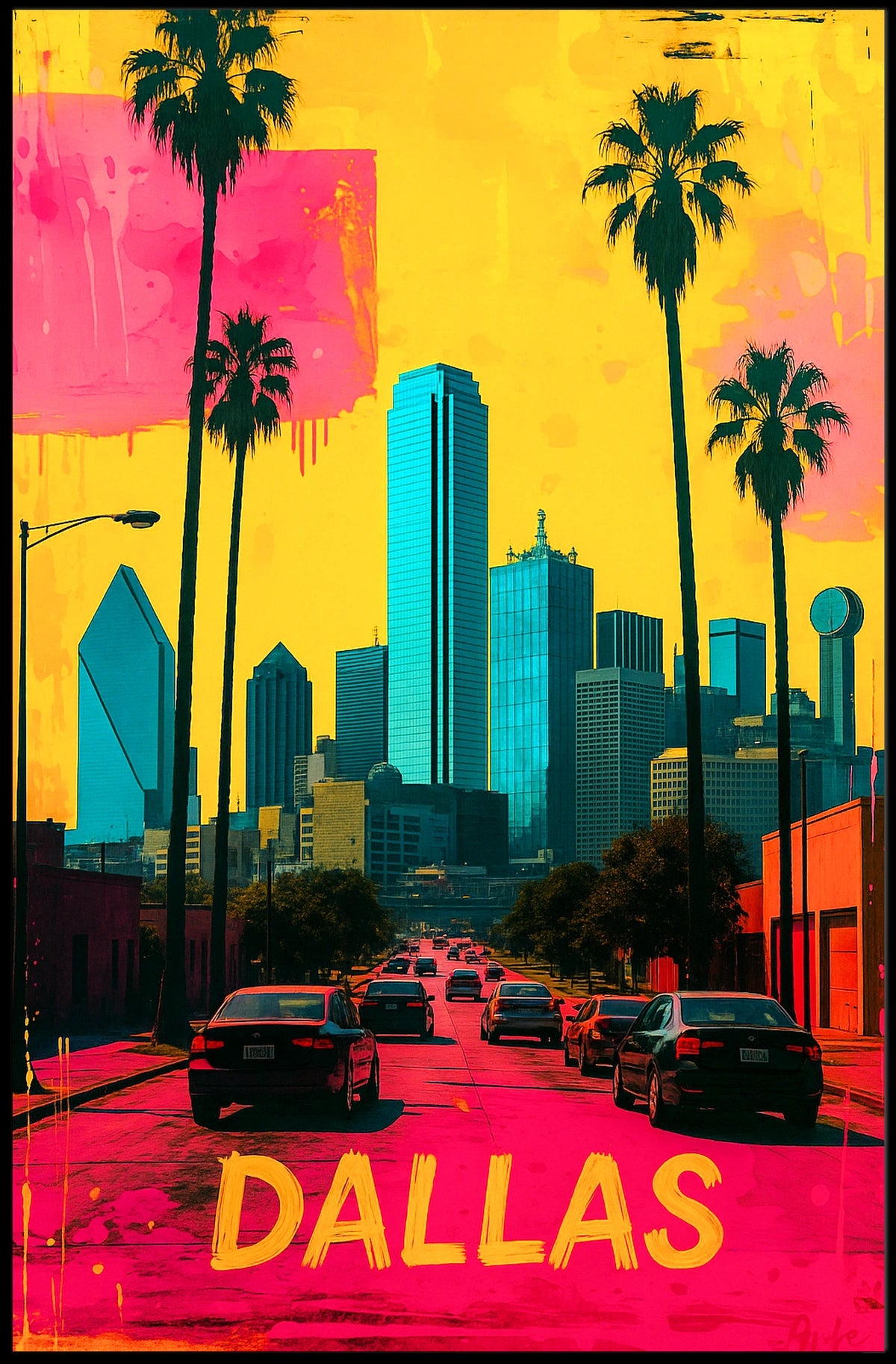 Vibrant Dallas Skyline Poster