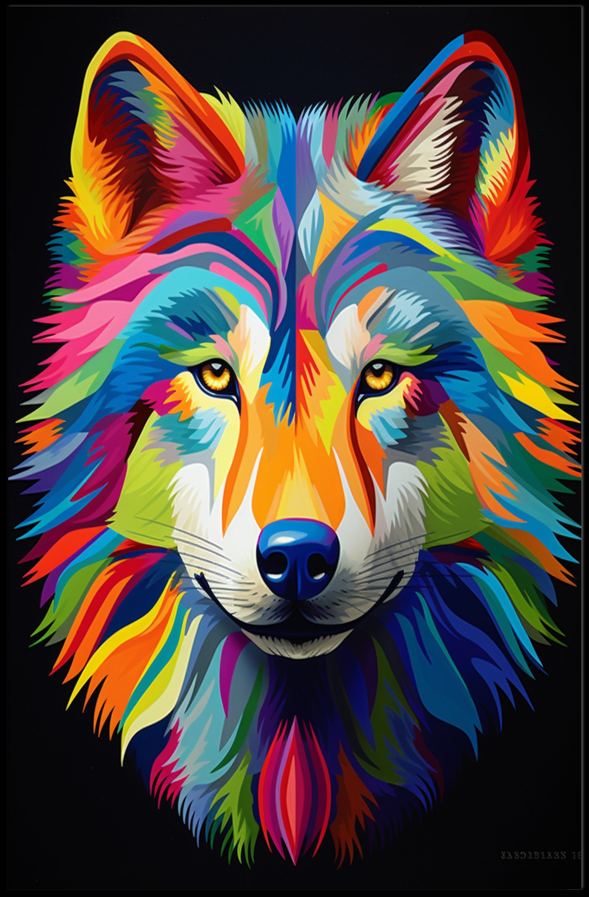 Vibrant Wolf Portrait Poster PosterGoat