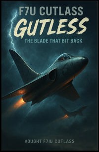 F7U Cutlass Aircraft with Lightning Poster