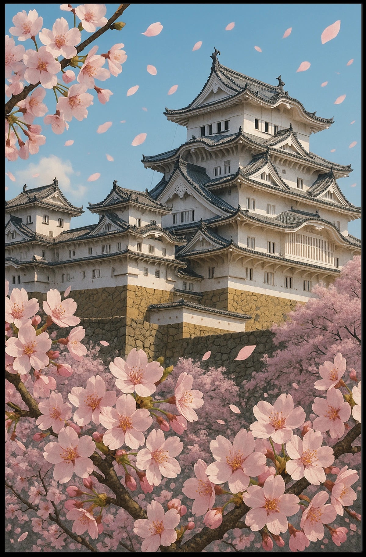 Cherry Blossoms at the Castle Poster