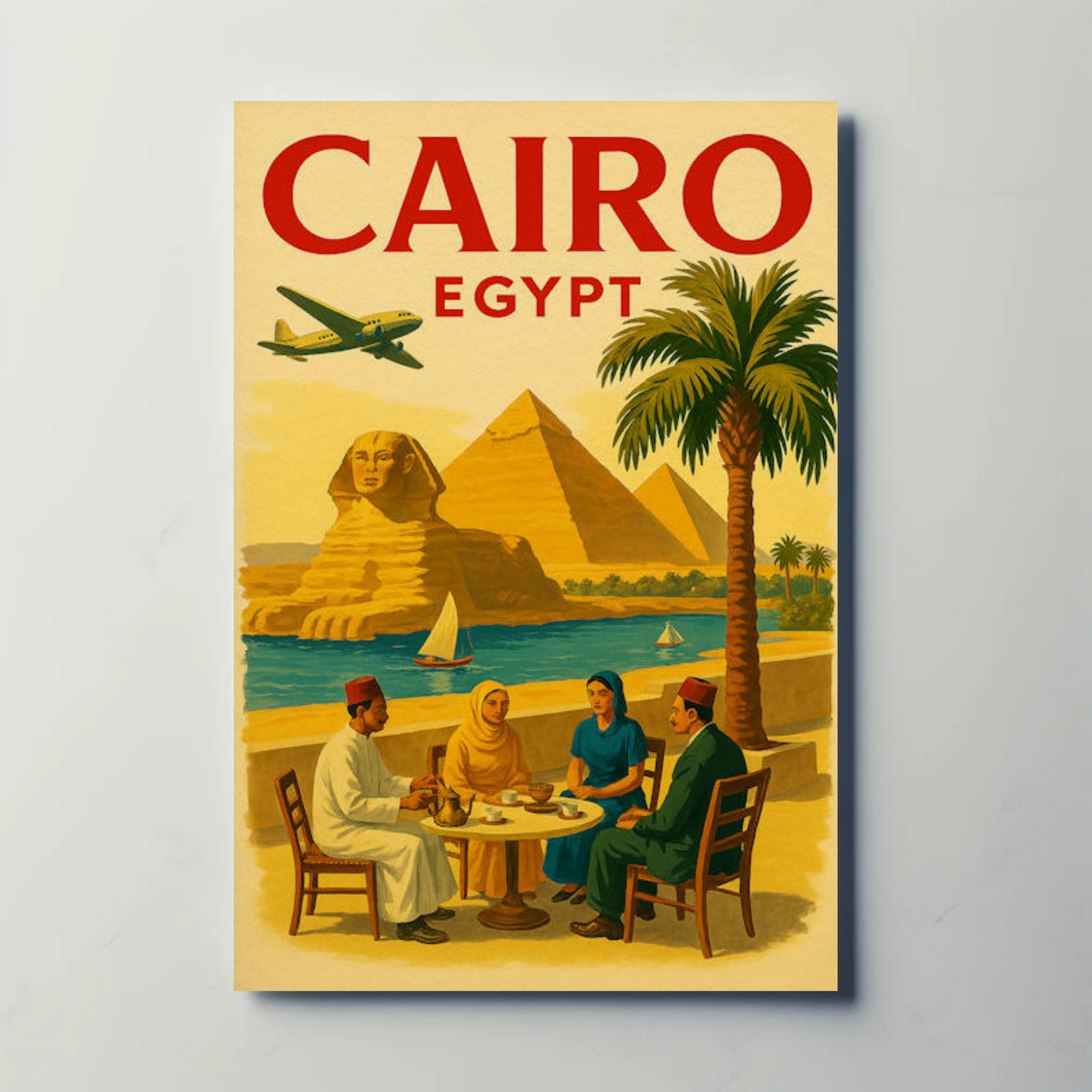 Cairo Egypt Pyramids Sphinx Vintage Culture Travel Poster