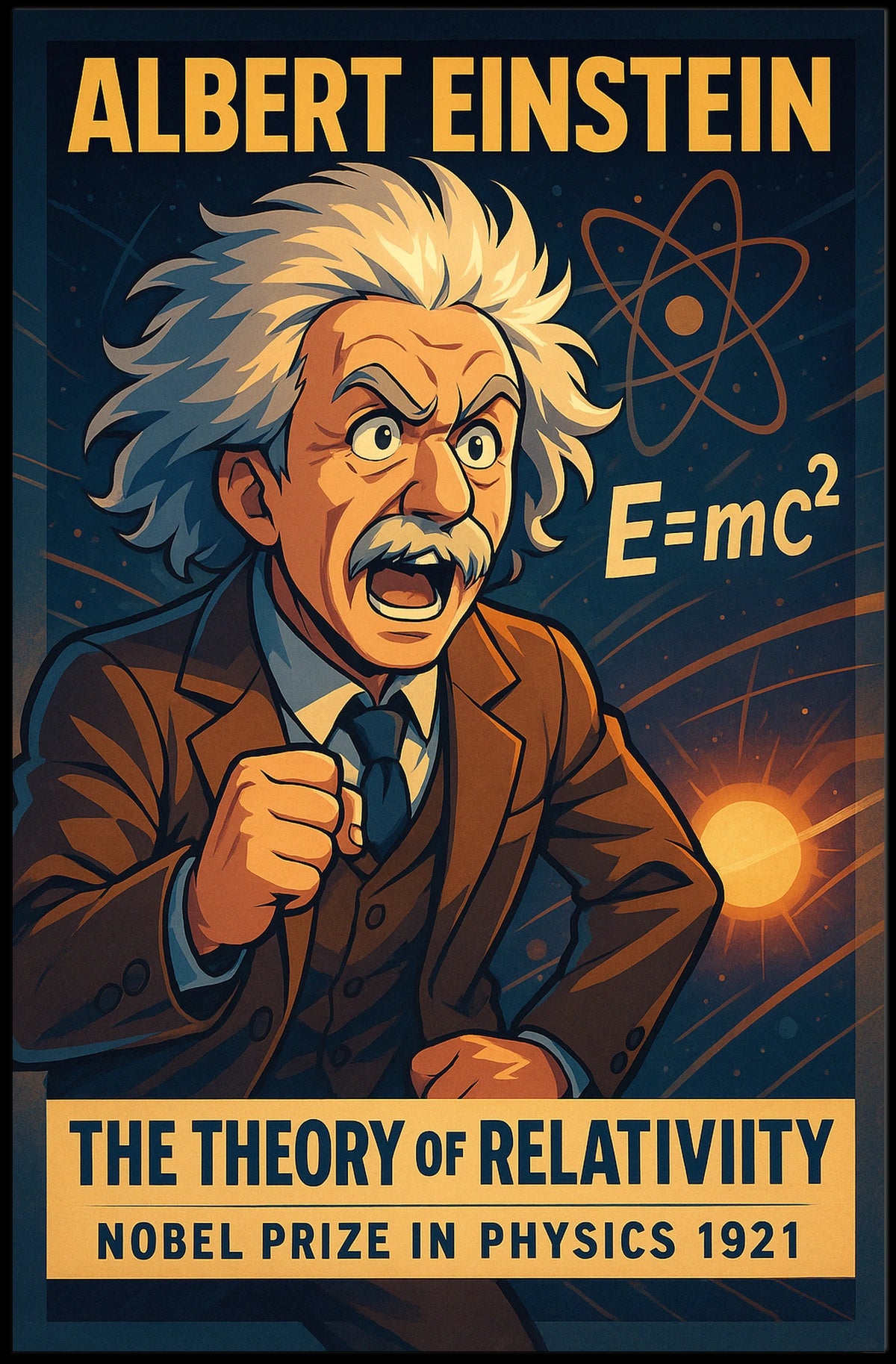 Albert Einstein Relativity Vintage Science Poster