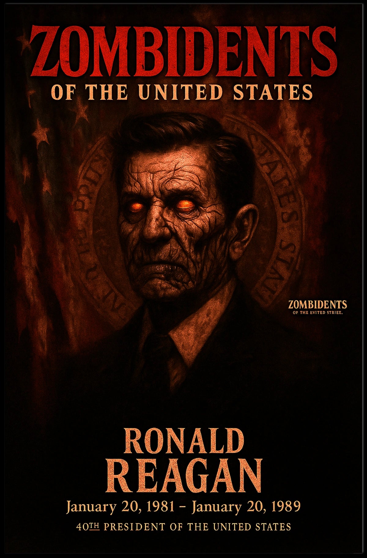 Ronald Reagan 40th President of the United States Zombidents Poster Series
