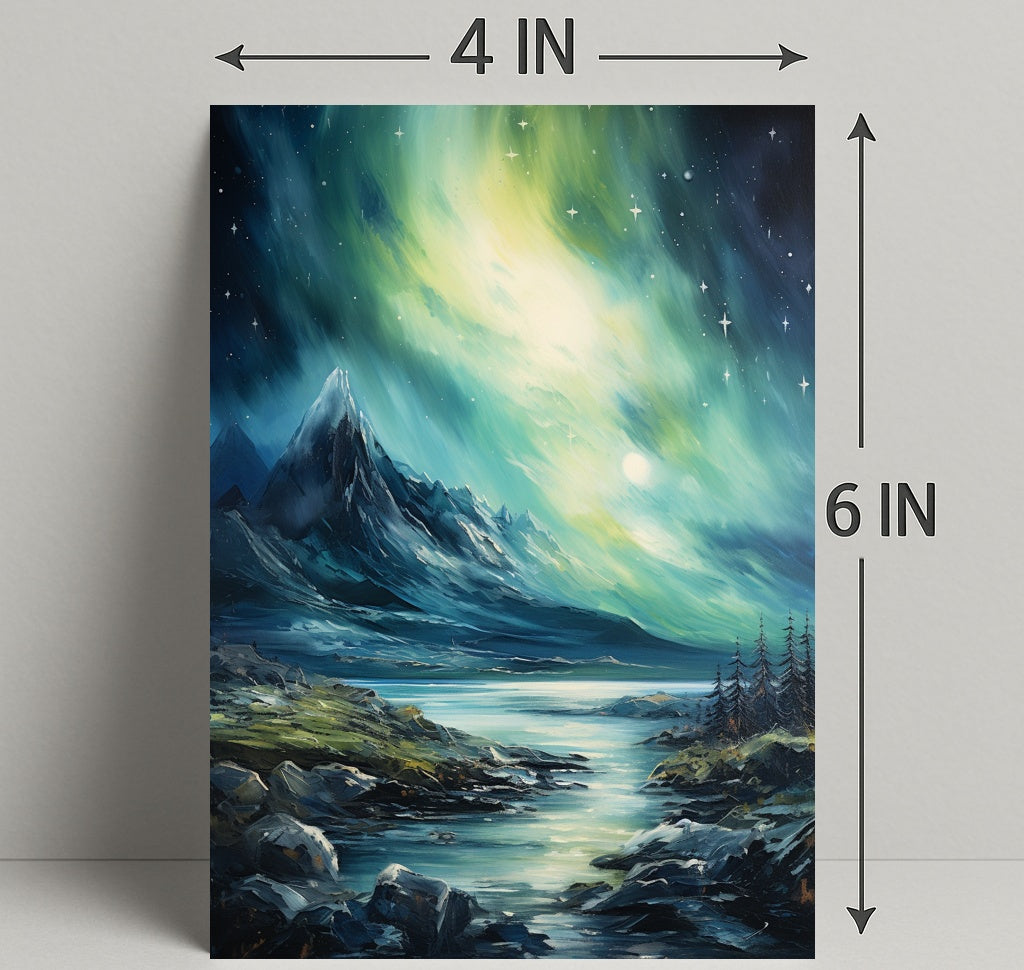 Northern Lights Over Majestic Mountains Poster