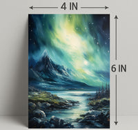 Northern Lights Over Majestic Mountains Poster