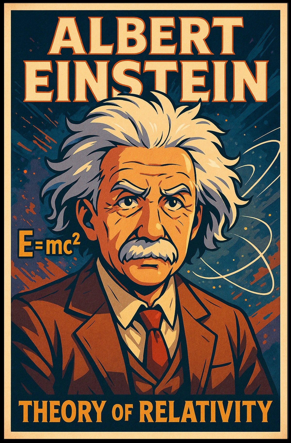 Einstein Relativity Theory Vintage Educational Poster