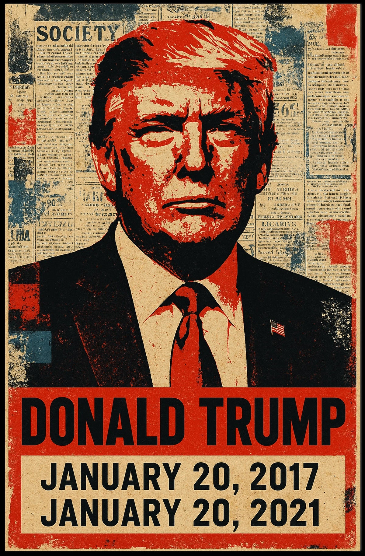 Donald Trump 45th President of the United States Street Art Mashup Poster