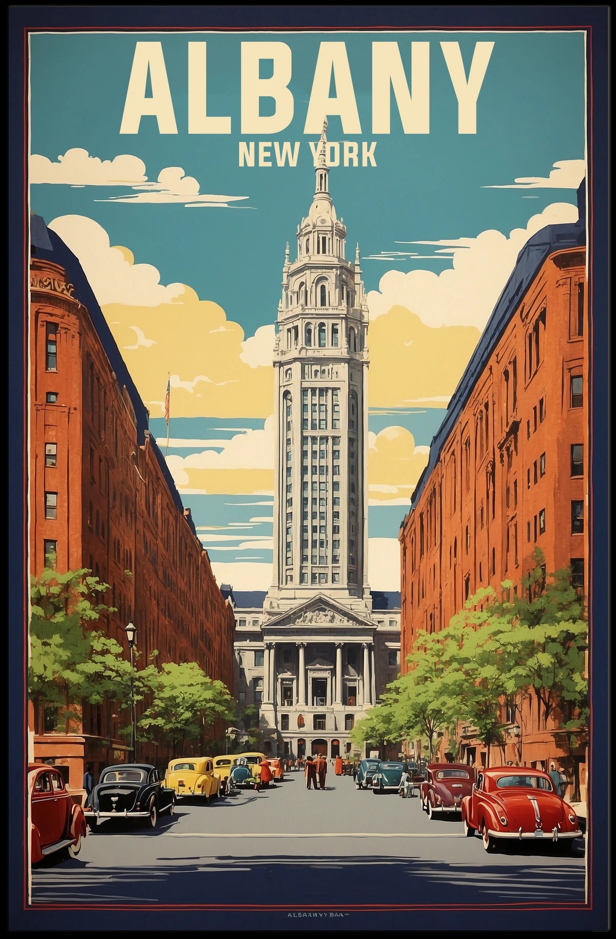 Albany Poster Vintage Cityscape Urban Historic Wall Art