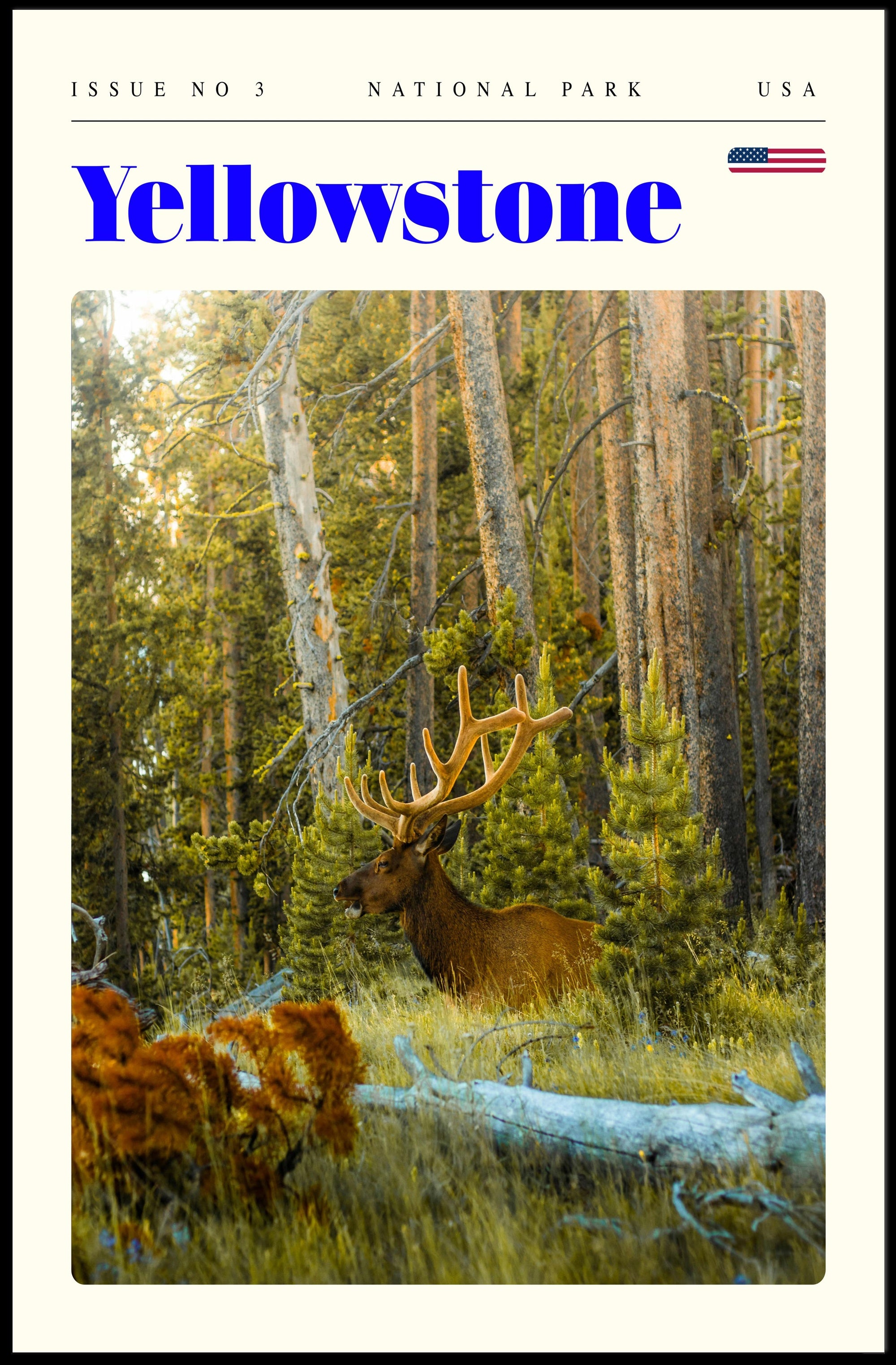 Yellowstone National Park Poster Vintage Travel Print