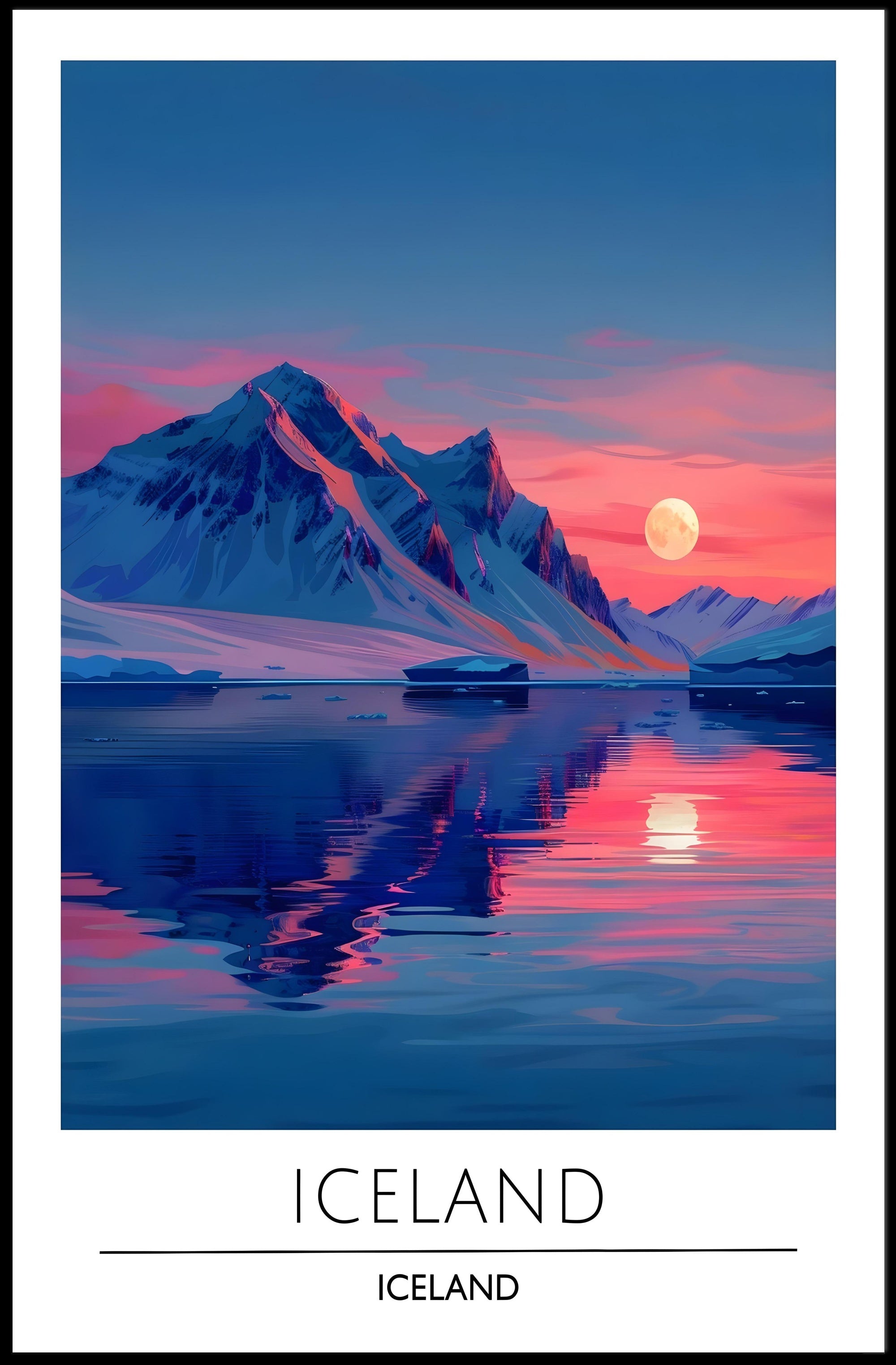 Icelandic Landscape Reflection Travel Poster