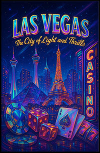 Las Vegas City Of Light Poster Neon Nights For Home Decor