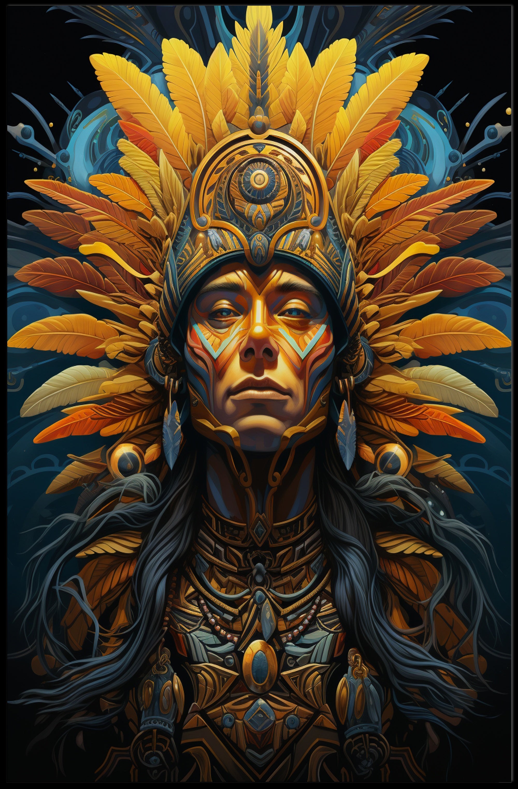 Mystical Feathered Headdress Cultural or Heritage Poster