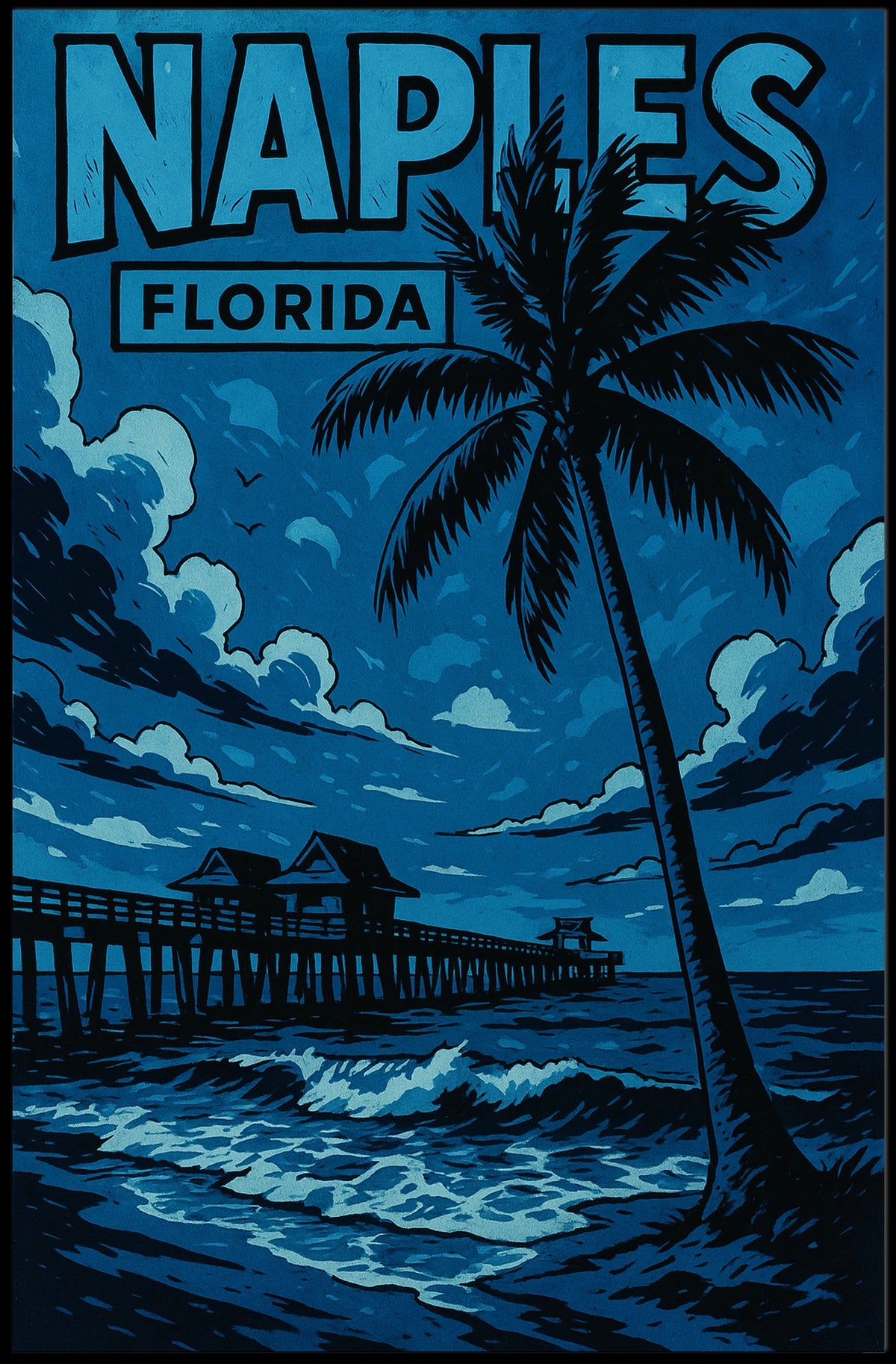 Naples Florida Poster Coastal Wall Art for Beach Decor