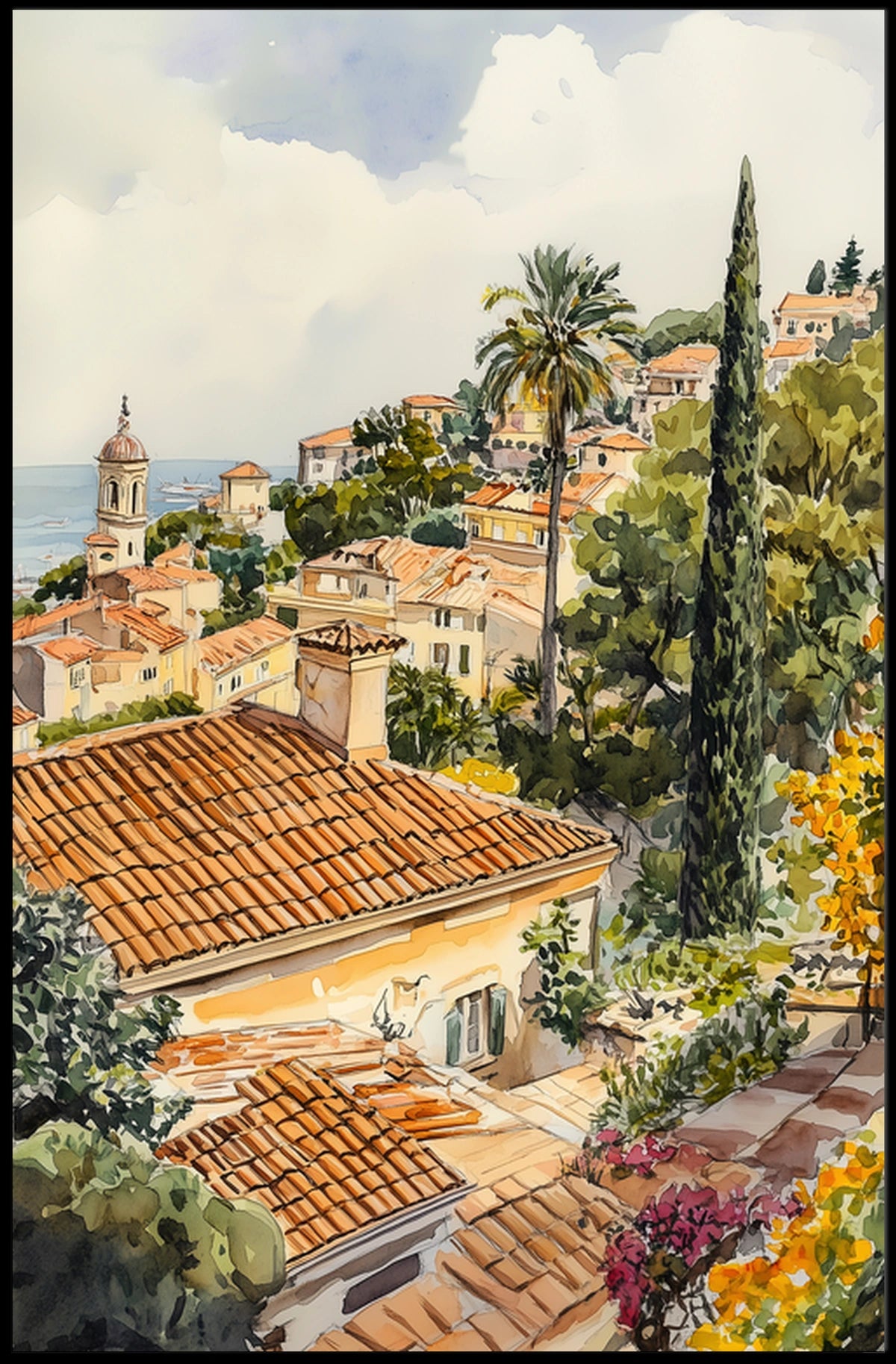 Monaco Princes Palace Old Town View Poster