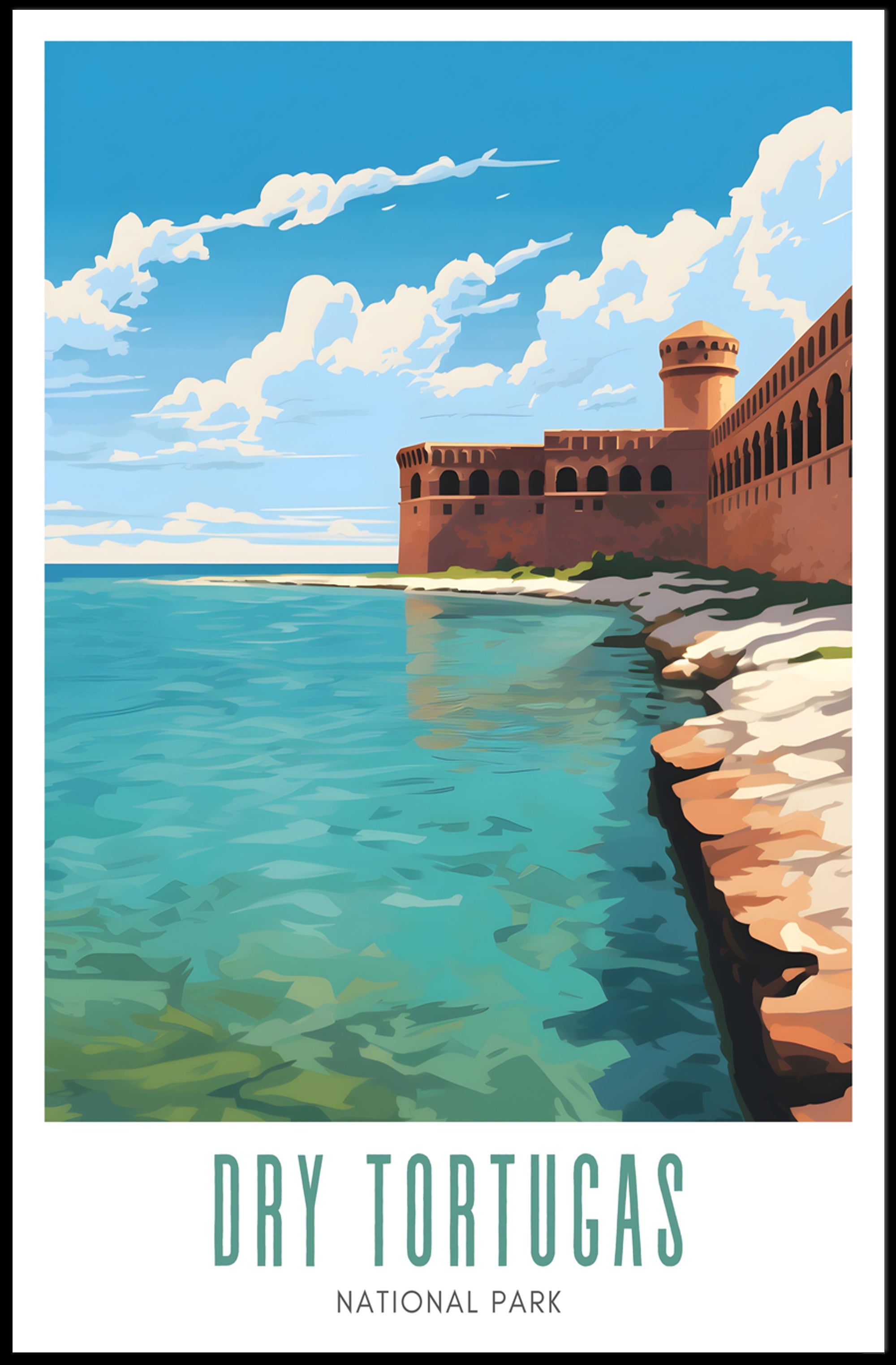 Dry Tortugas Travel Poster Vintage Wall Art Print