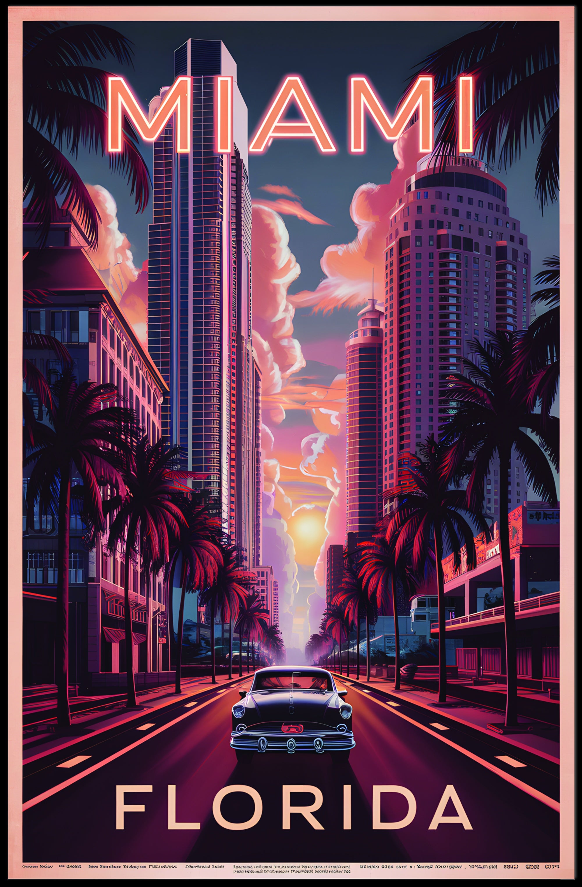 Miami Sunset Vibes Poster