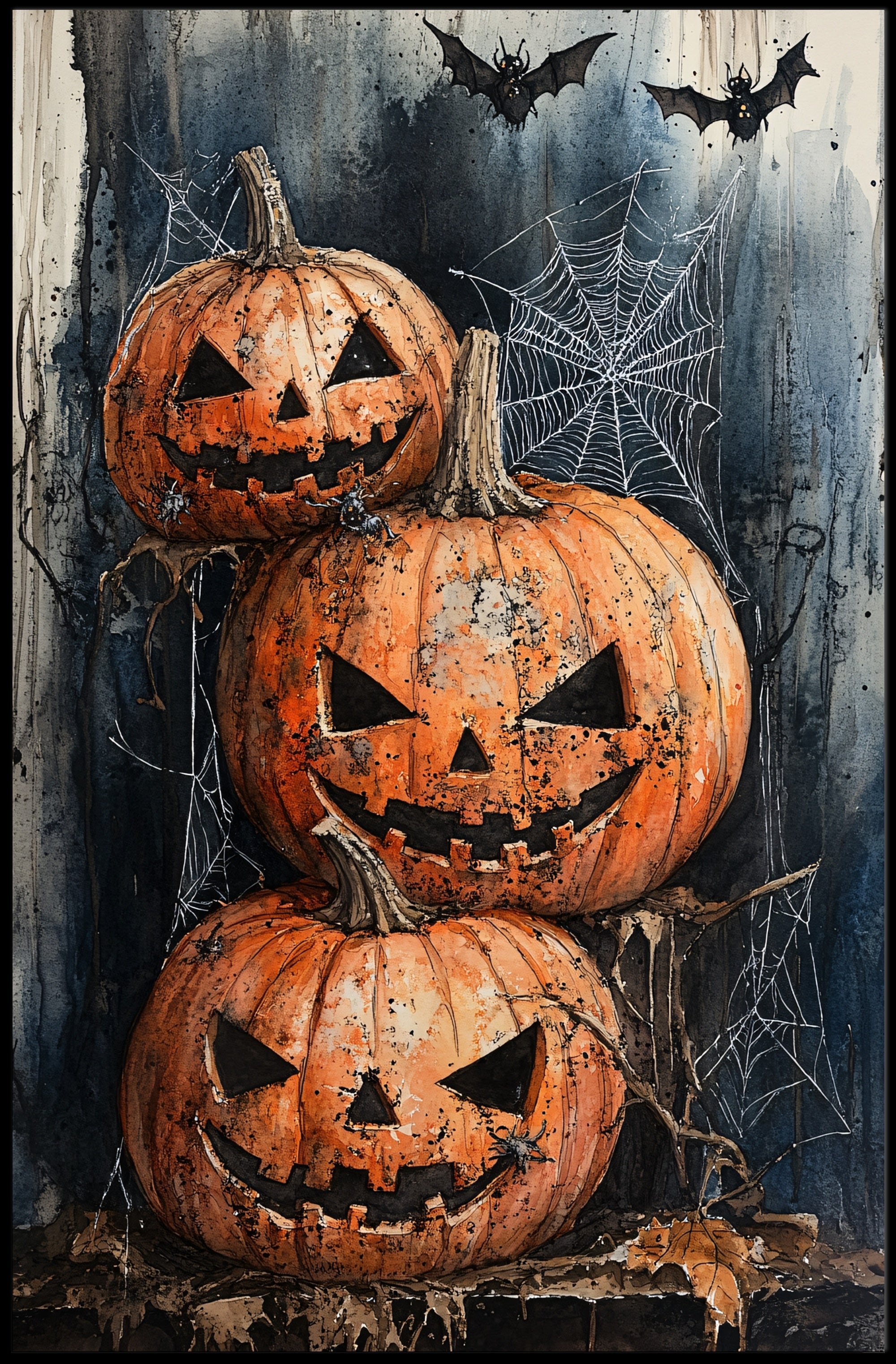Haunted Halloween Pumpkins Poster