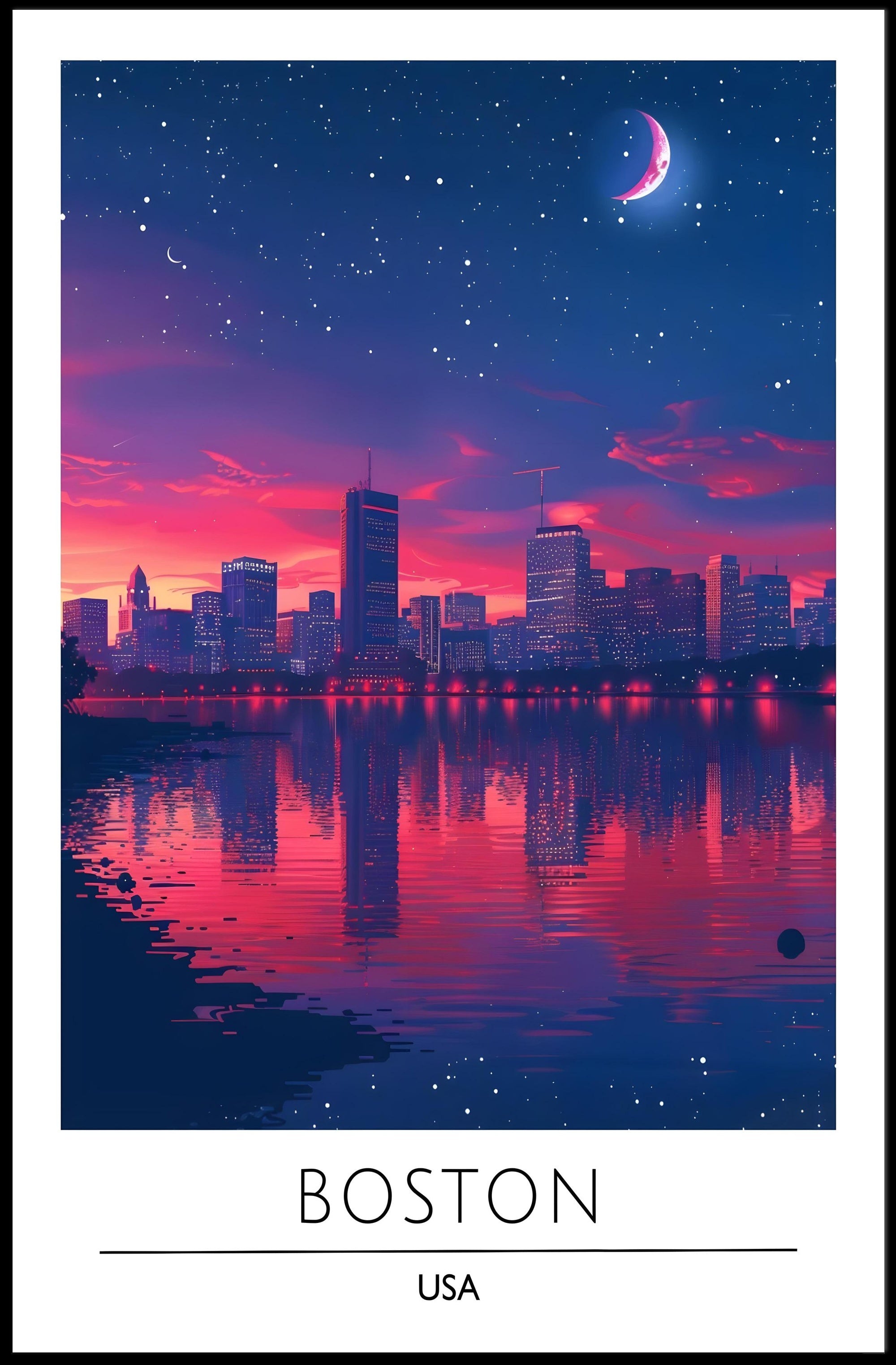 Boston Twilight: Modern Cityscape Art Poster