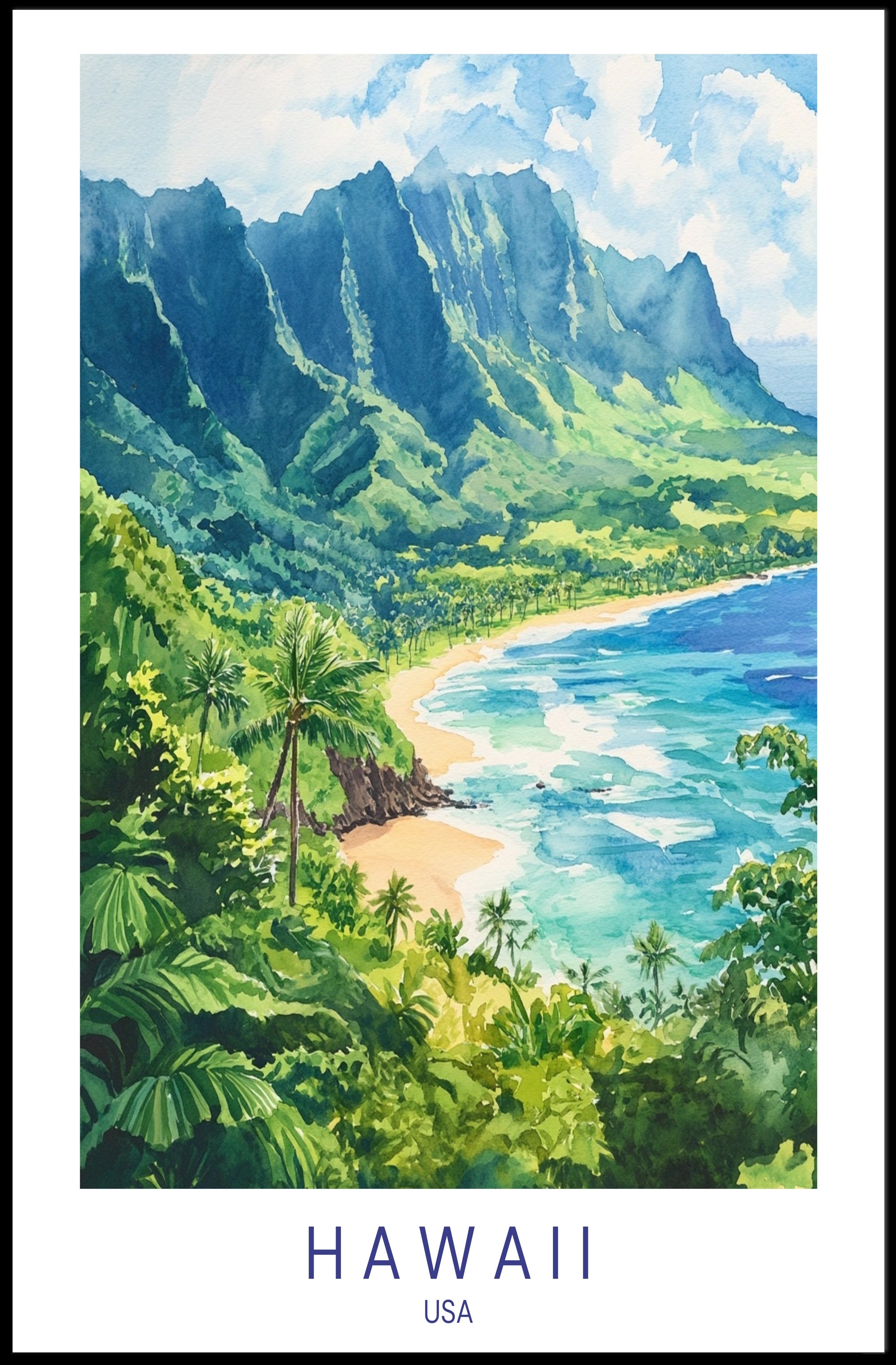 Scenic Hawaii Coastline Poster PosterGoat