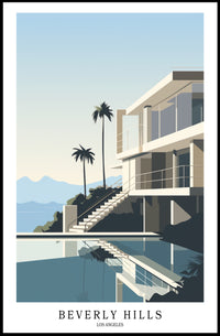 Luxurious Contemporary House Illustration Poster - Urban or Cityscape Poster PosterGoat