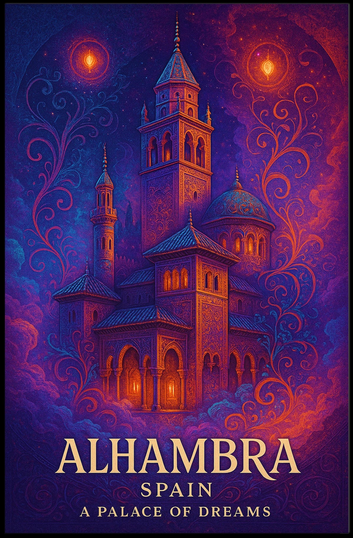Alhambra Enchantment: Vintage Dreamscape Art Poster