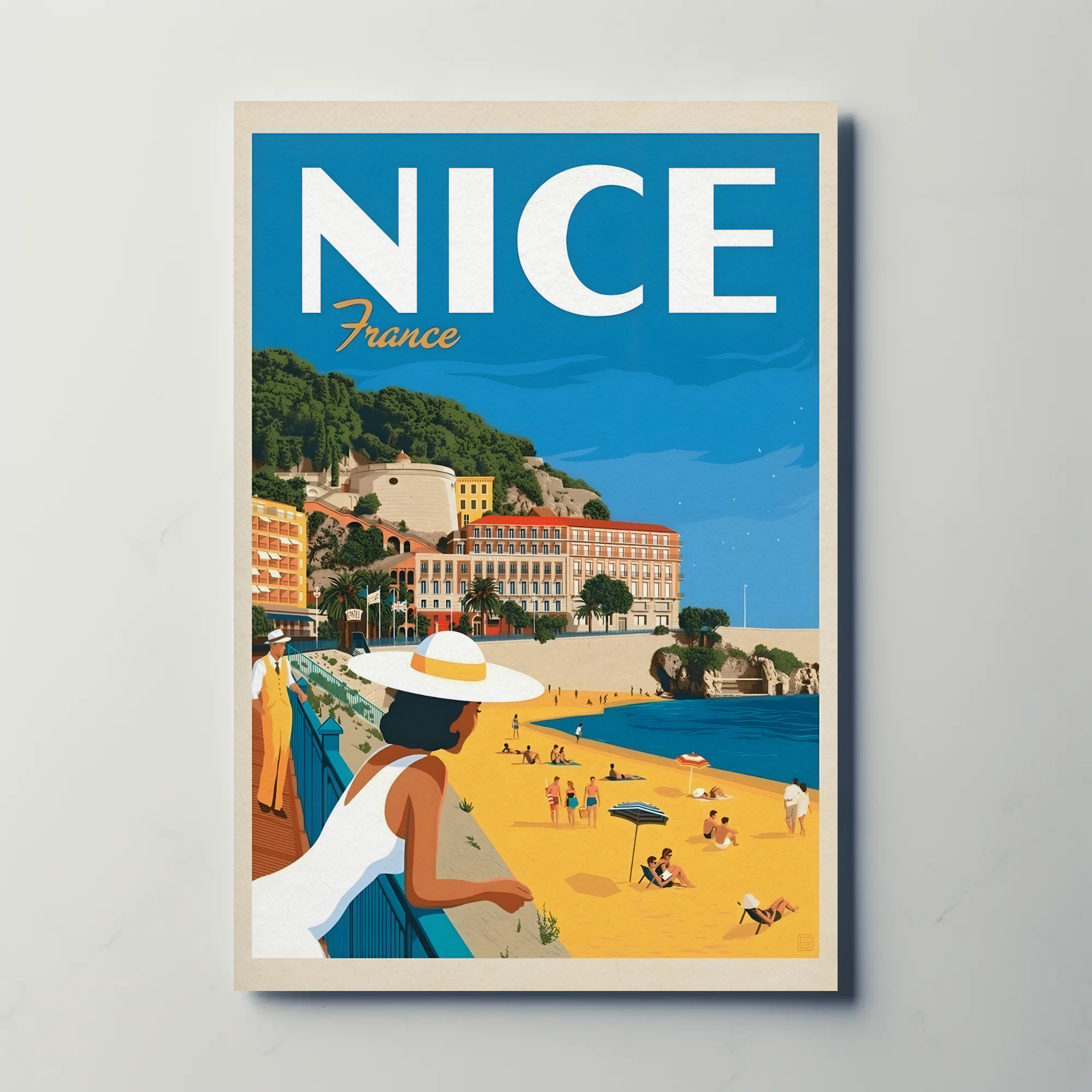 Vintage Nice France Travel Poster: French Riviera Charm
