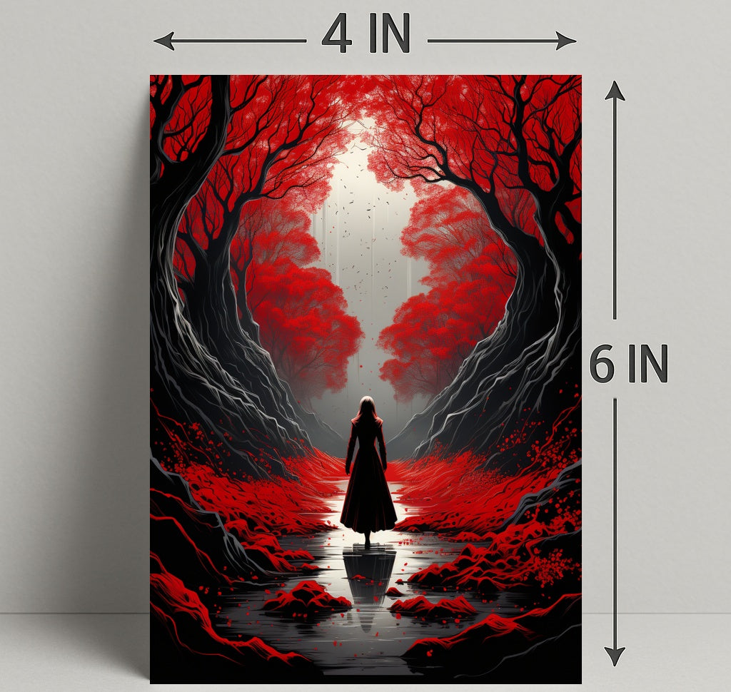 Enchanted Red Forest Poster