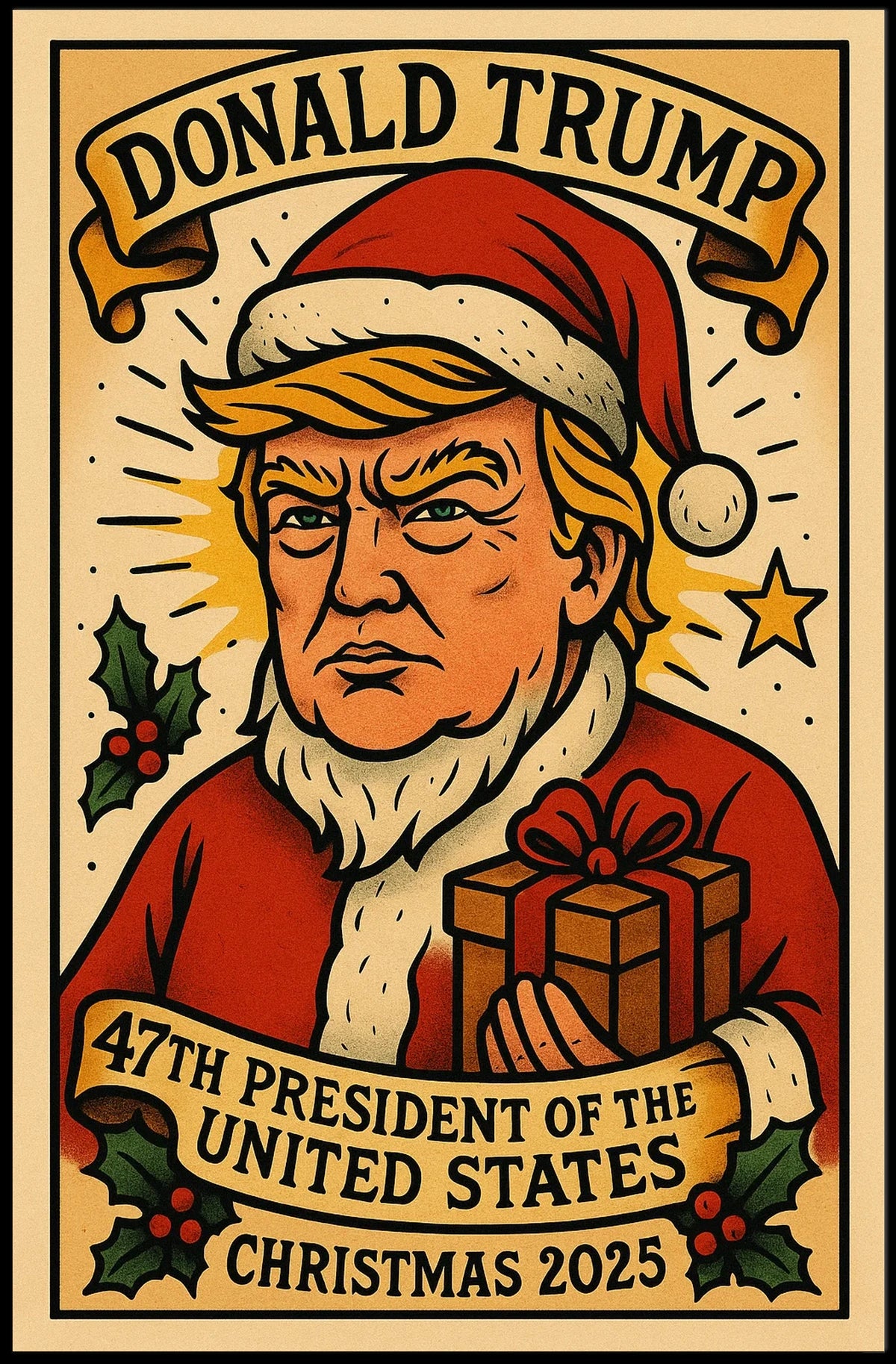 Christmas Santa Claus Festive Style Political or Propaganda Poster