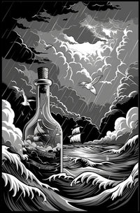Stormy Seas in a Bottle Art Poster Print for Home Decor PosterGoat