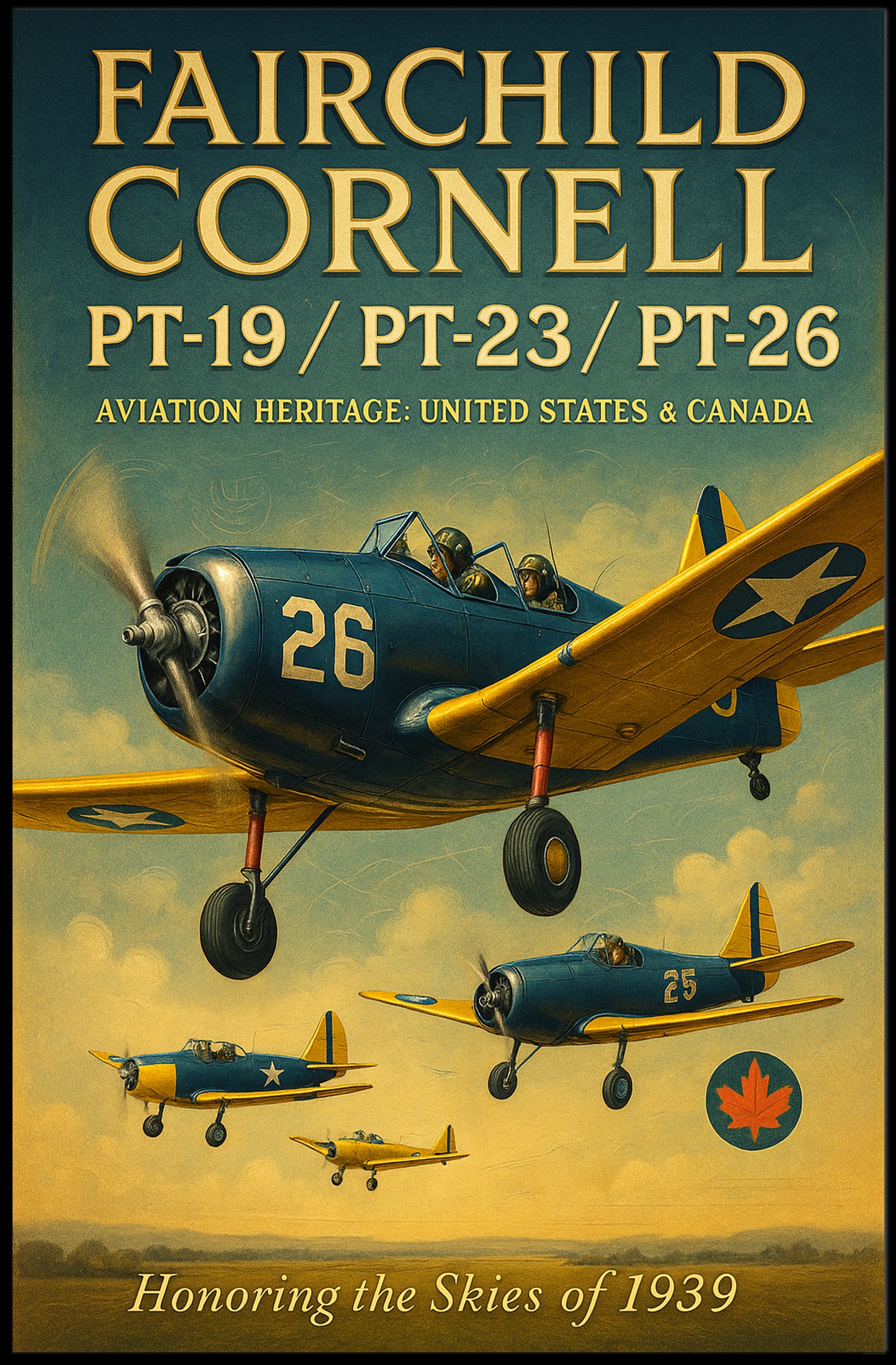 Aviation Heritage: Fairchild Cornell Aircraft 1939 Cultural Poster