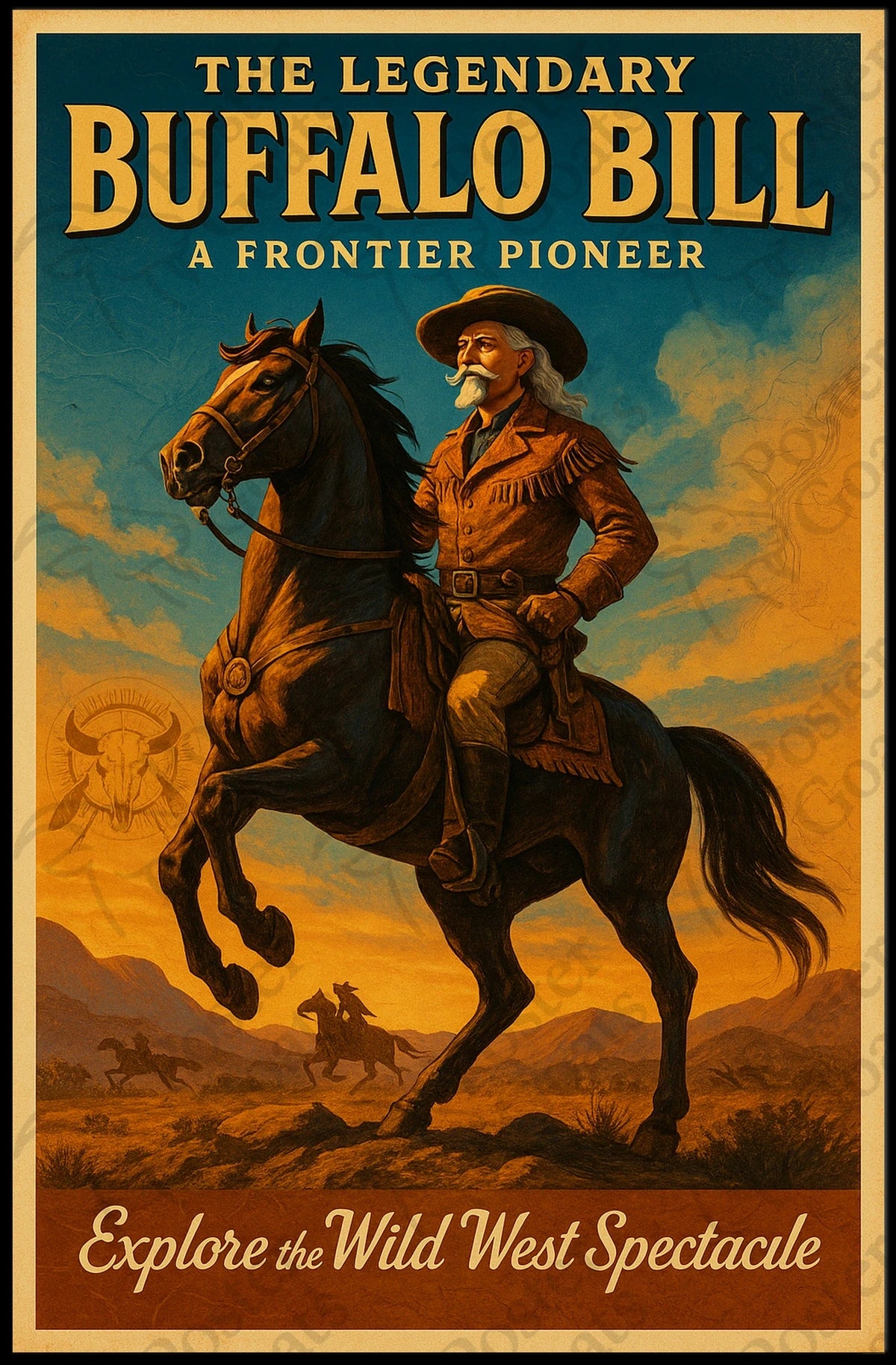 Buffalo Bill Wild West Adventure Poster Vintage Wall Art