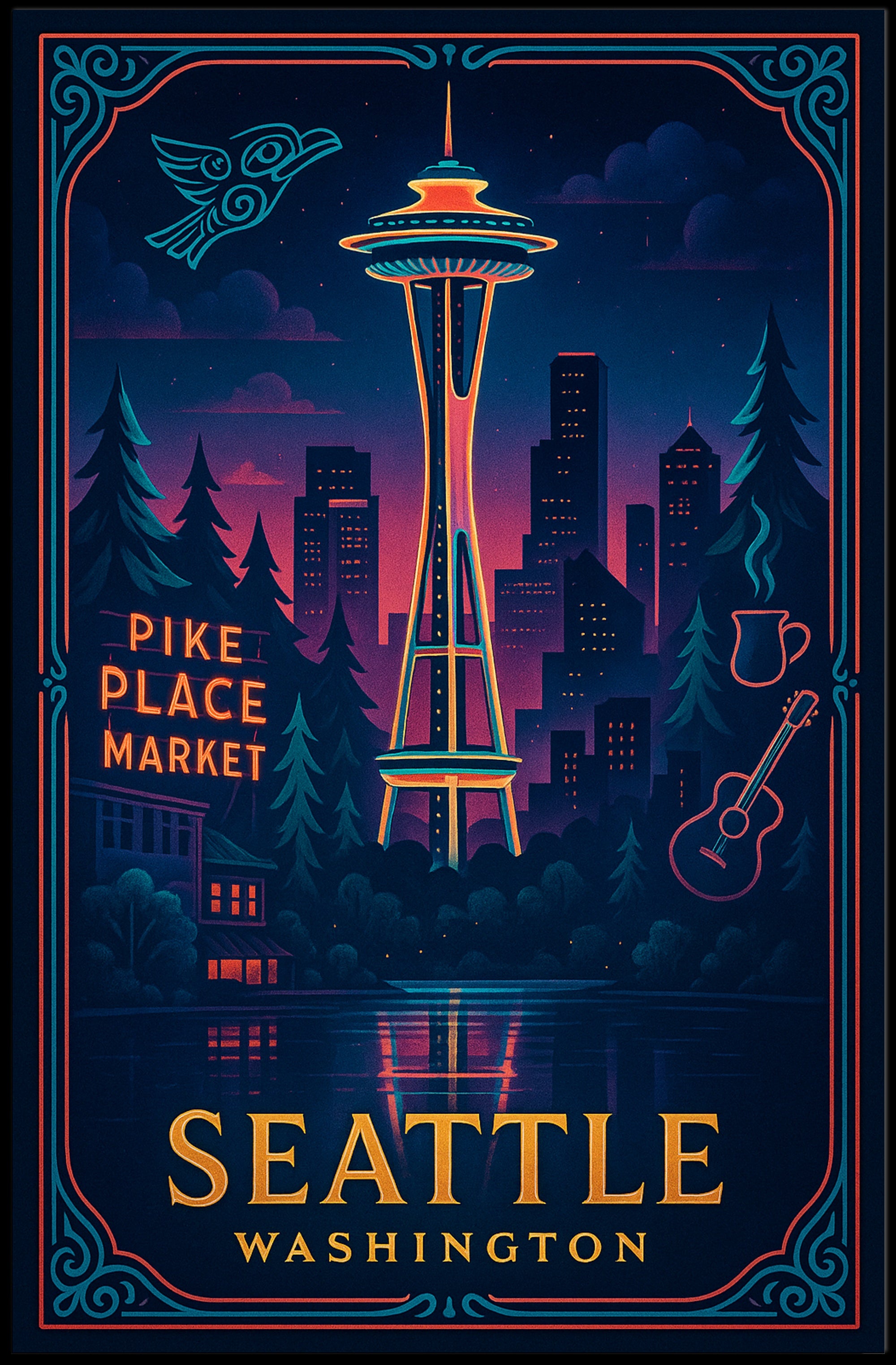 Enchanting Seattle Skyline Poster