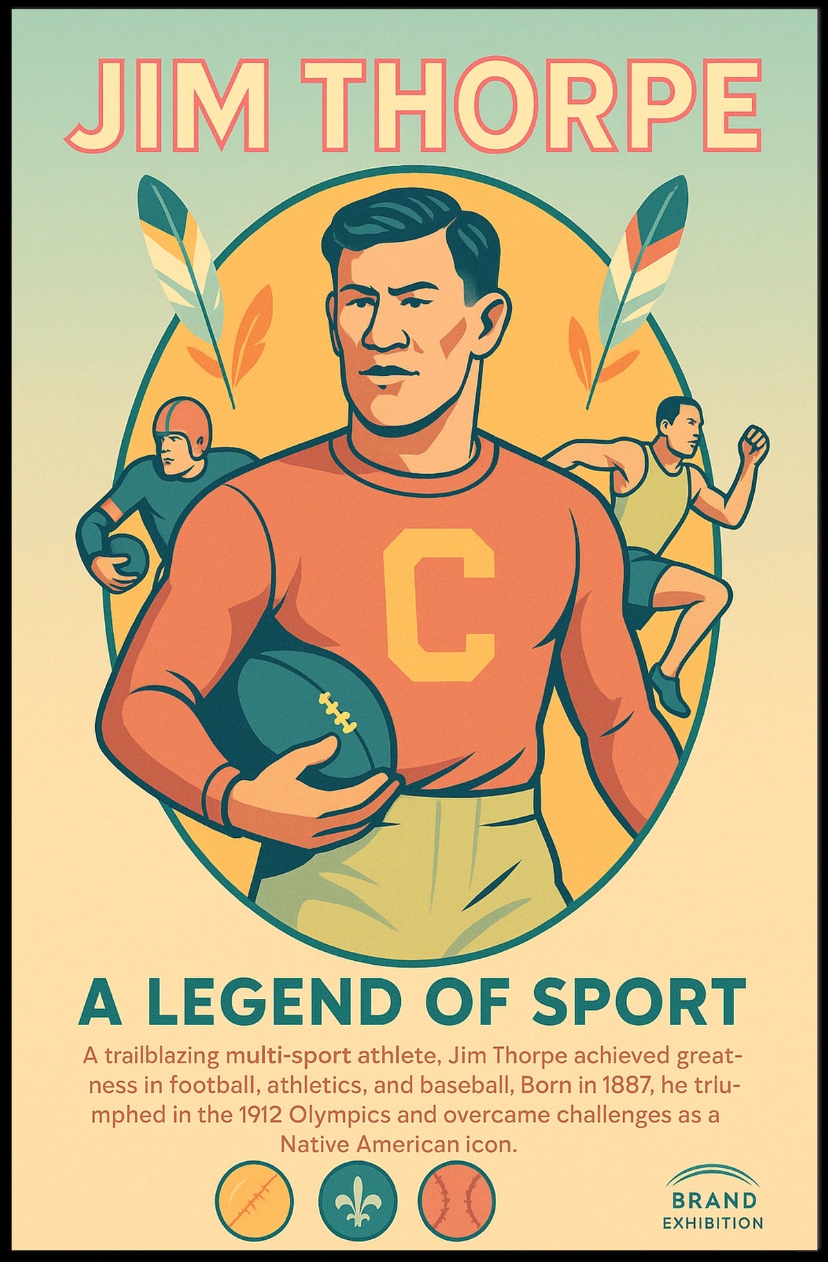 Jim Thorpe Iconic Sports Legend Poster
