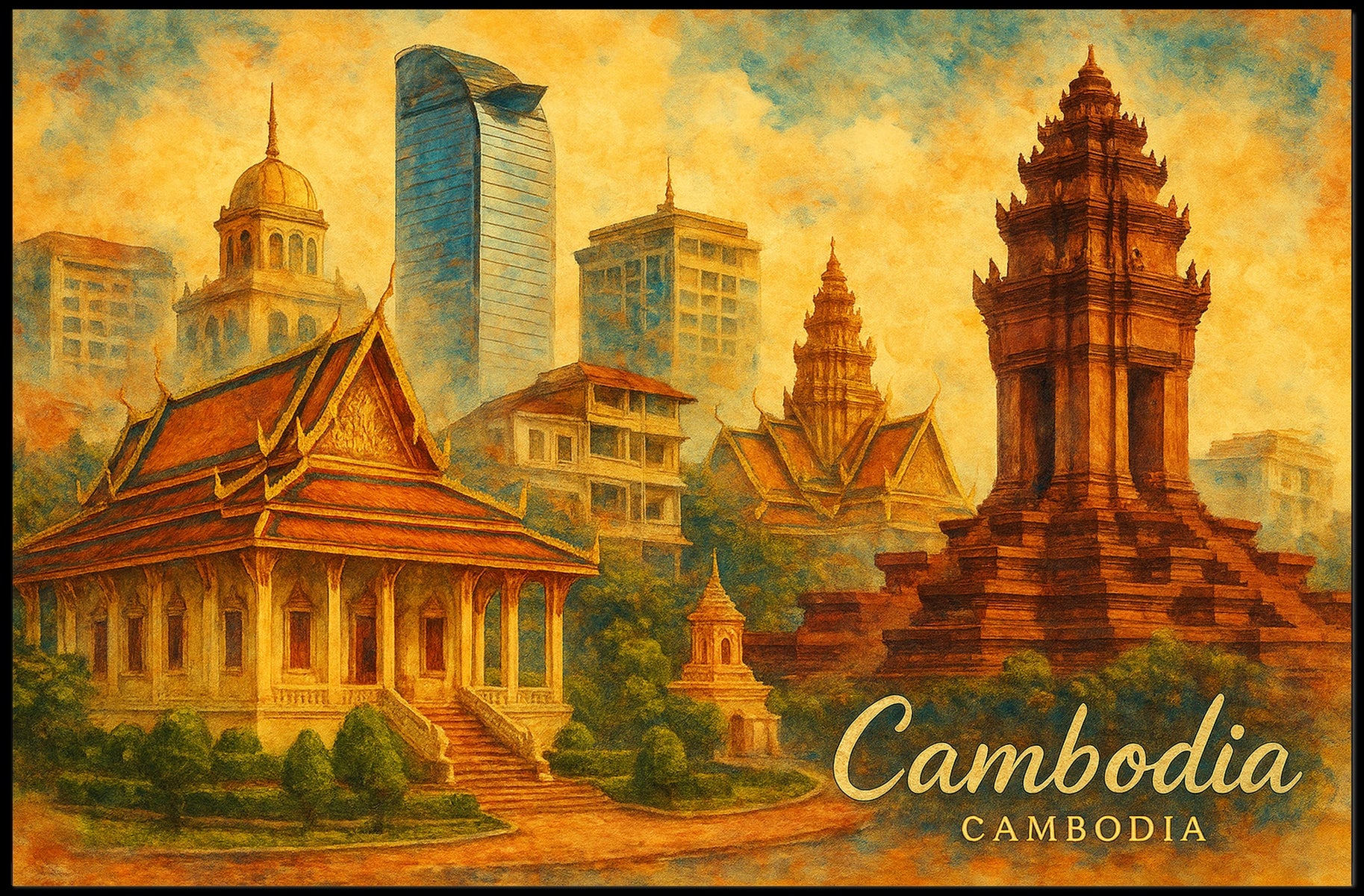 Cambodia A Cultural Collage Poster