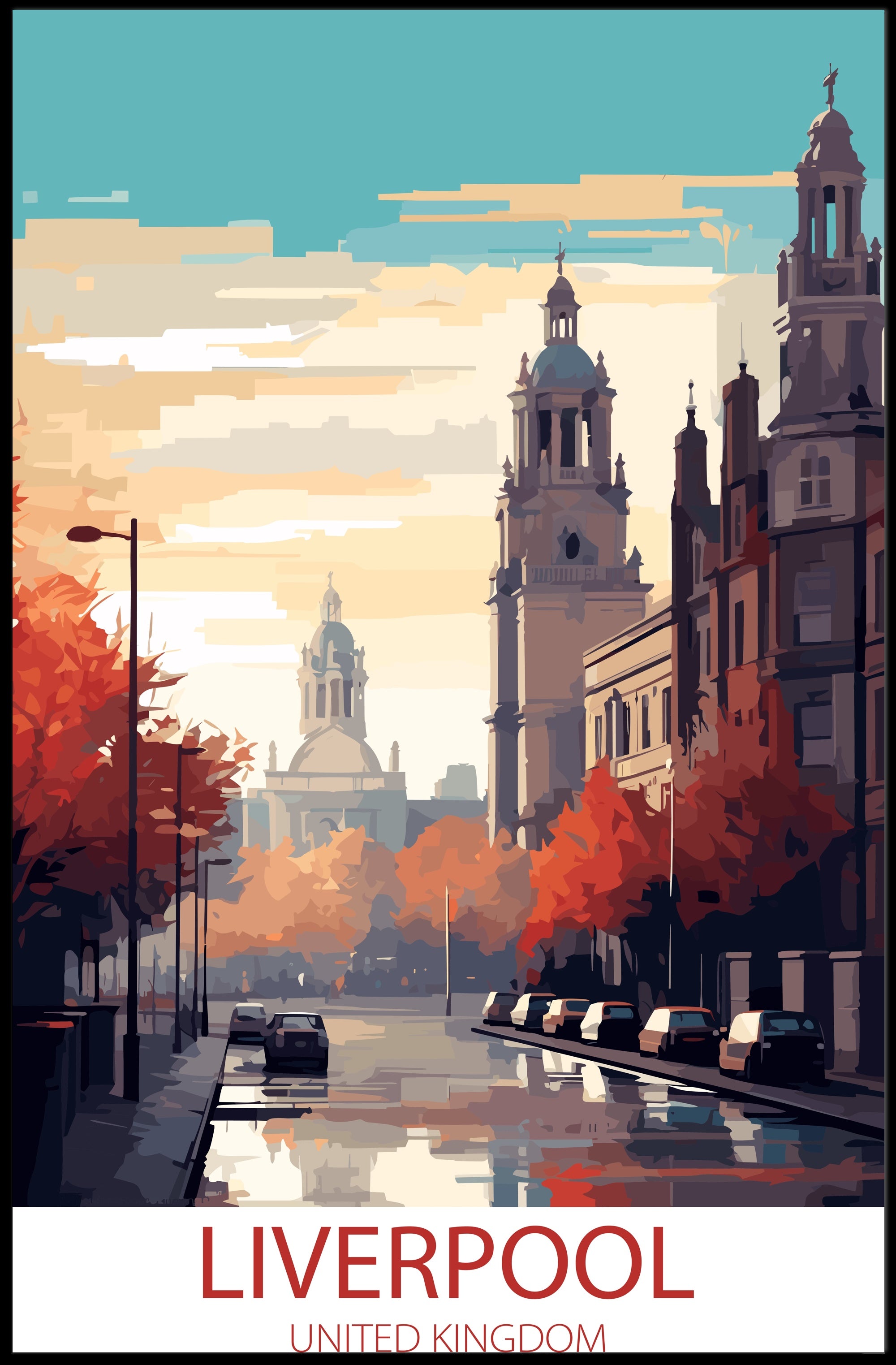 Liverpool Street Scene in Autumn: Urban or Cityscape Poster