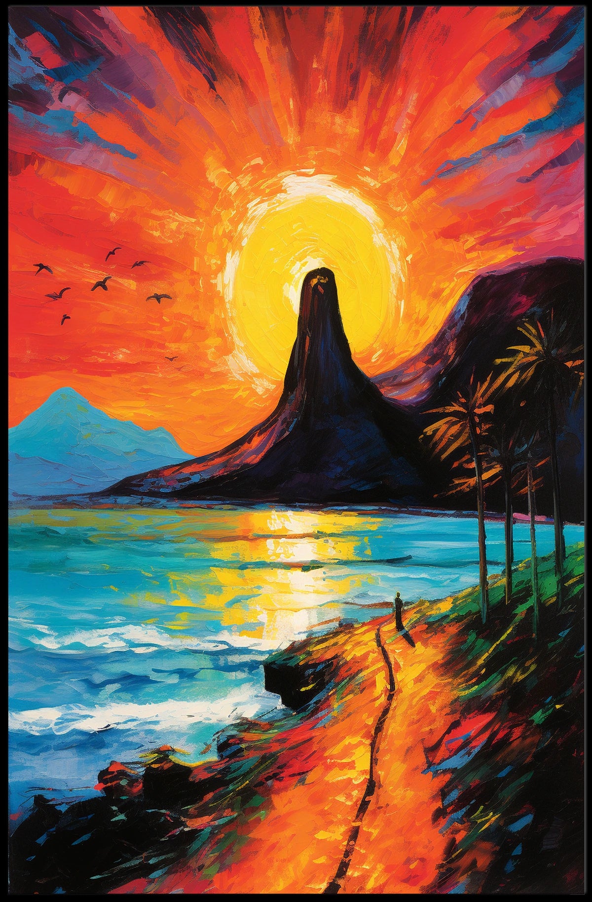 Vibrant Sunset Coastal Adventure Abstract or Artistic Poster