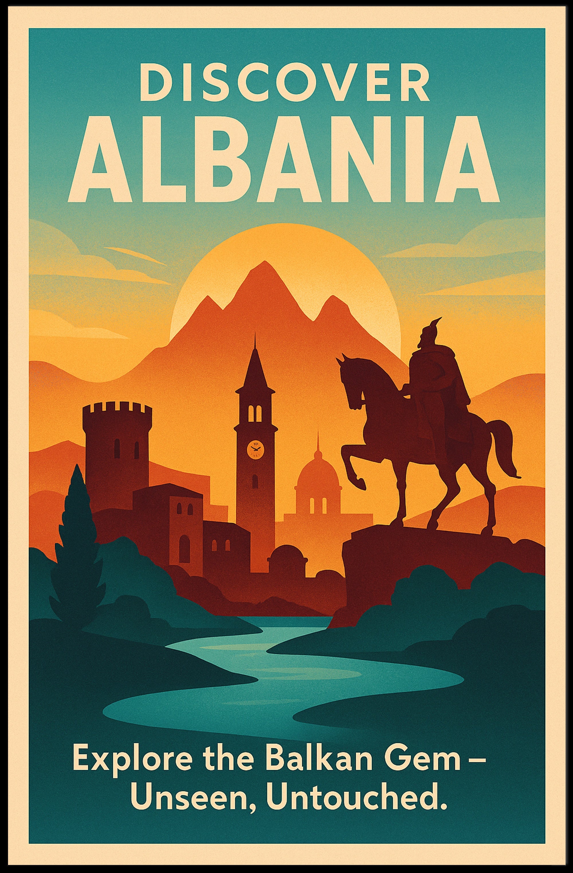 Albania Vintage Travel Poster Wall Art Print