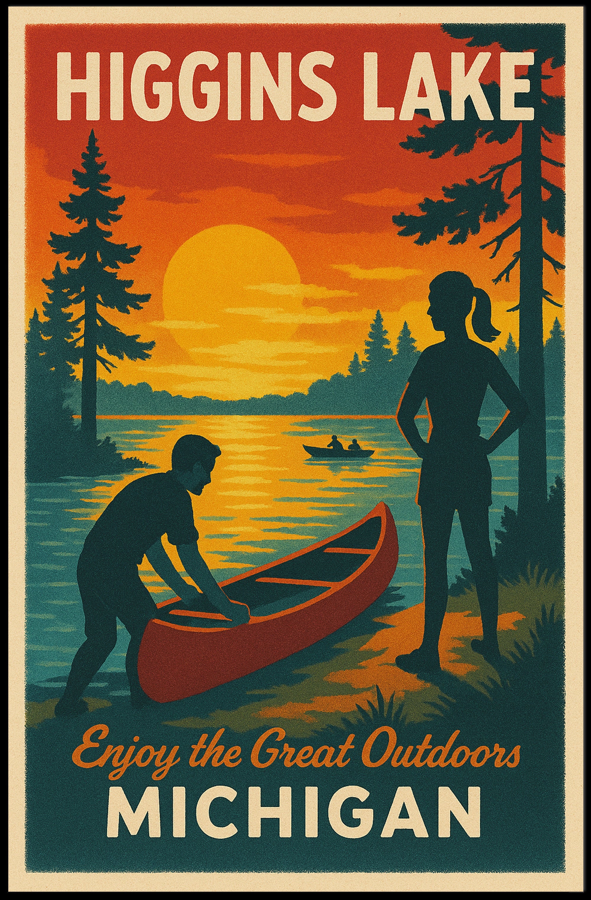 Higgins Lake Sunset Travel Poster